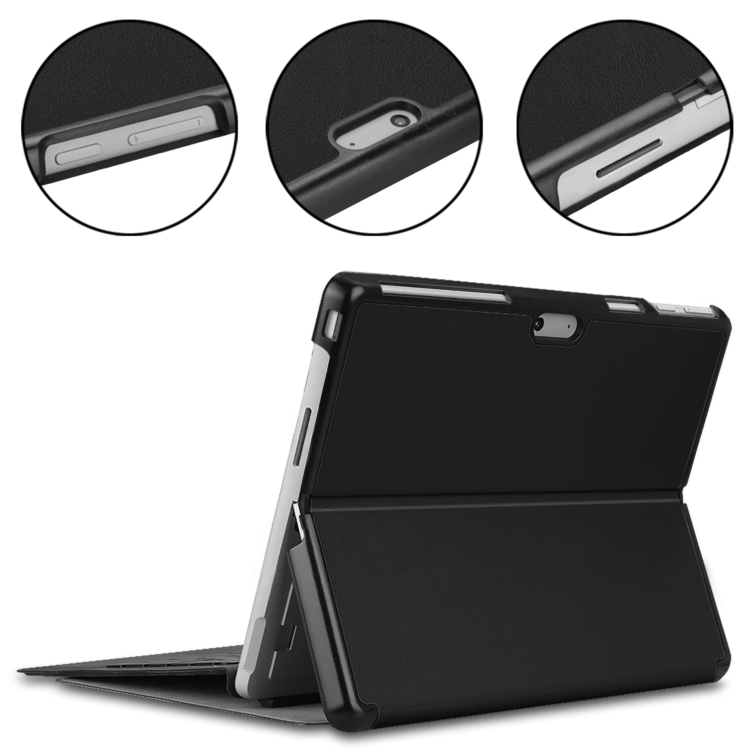 For Microsoft Surface Pro 10 Case PU Leather Folding Stand Folio Tablet Cover