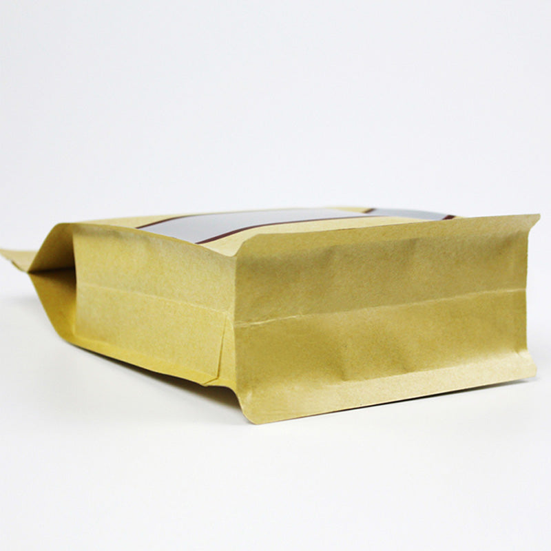 MX-004 100PCS Resealable Kraft Paper Bag 14x24cm Food Packaging Bags with Window