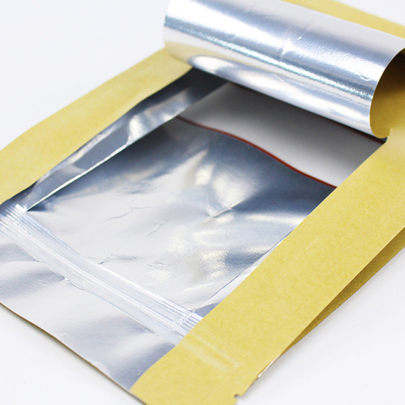 MX-004 100PCS Kraft Paper Bag 16x26cm Zipper Lock Storage Bags for Food Candy Tea