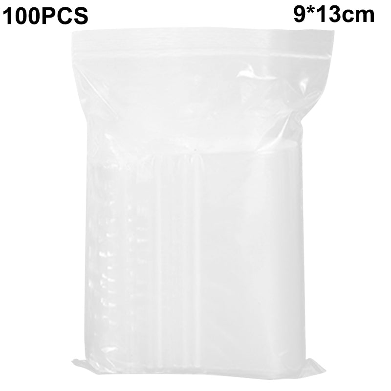 MX-054 100Pcs / Pack 9 x 13cm Clear PE Sealing Bags Ziplock Resealable Storage Pouches