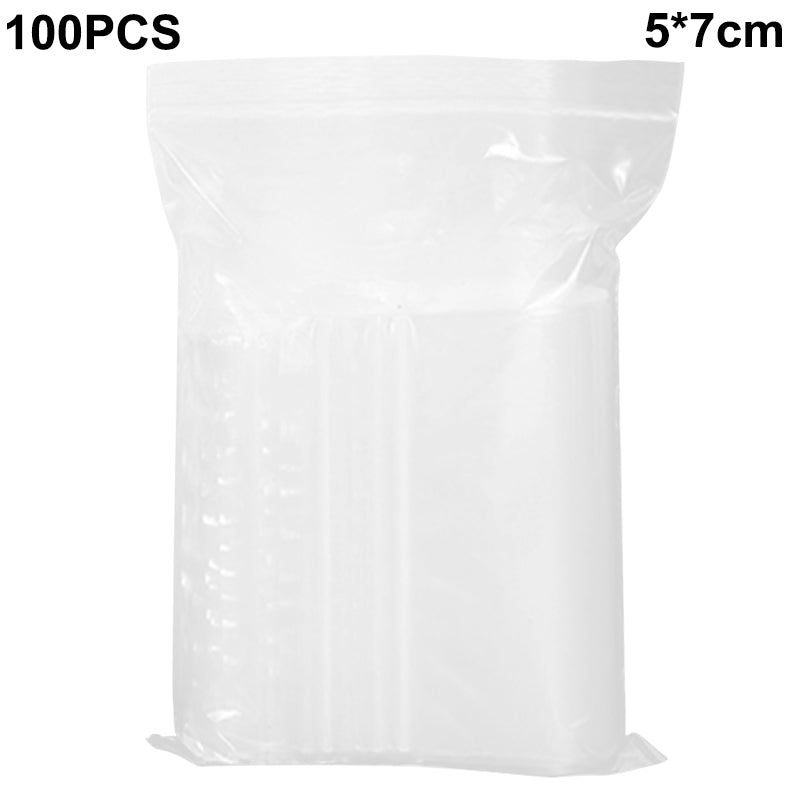MX-054 100Pcs / Pack 5 x 7cm Clear Reclosable Zipper Bags PE Storage Pouches
