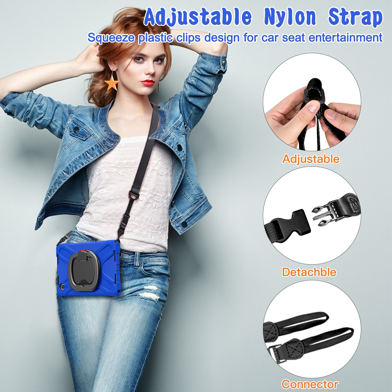 For Lenovo Tab M11 / Xiaoxin Pad 11 2024 TB-330FU 331FC Kickstand Case Tablet Cover with Shoulder Strap