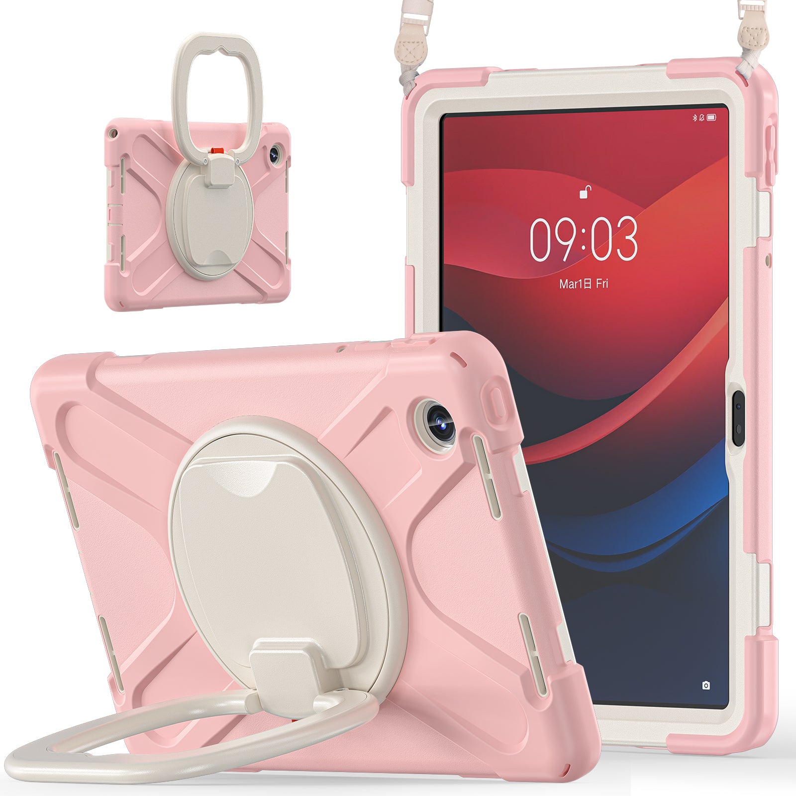 For Lenovo Tab M11 / Xiaoxin Pad 11 2024 TB-330FU 331FC Kickstand Case Tablet Cover with Shoulder Strap
