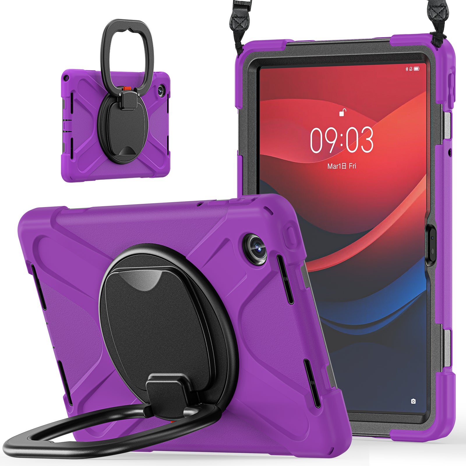 For Lenovo Tab M11 / Xiaoxin Pad 11 2024 TB-330FU 331FC Kickstand Case Tablet Cover with Shoulder Strap