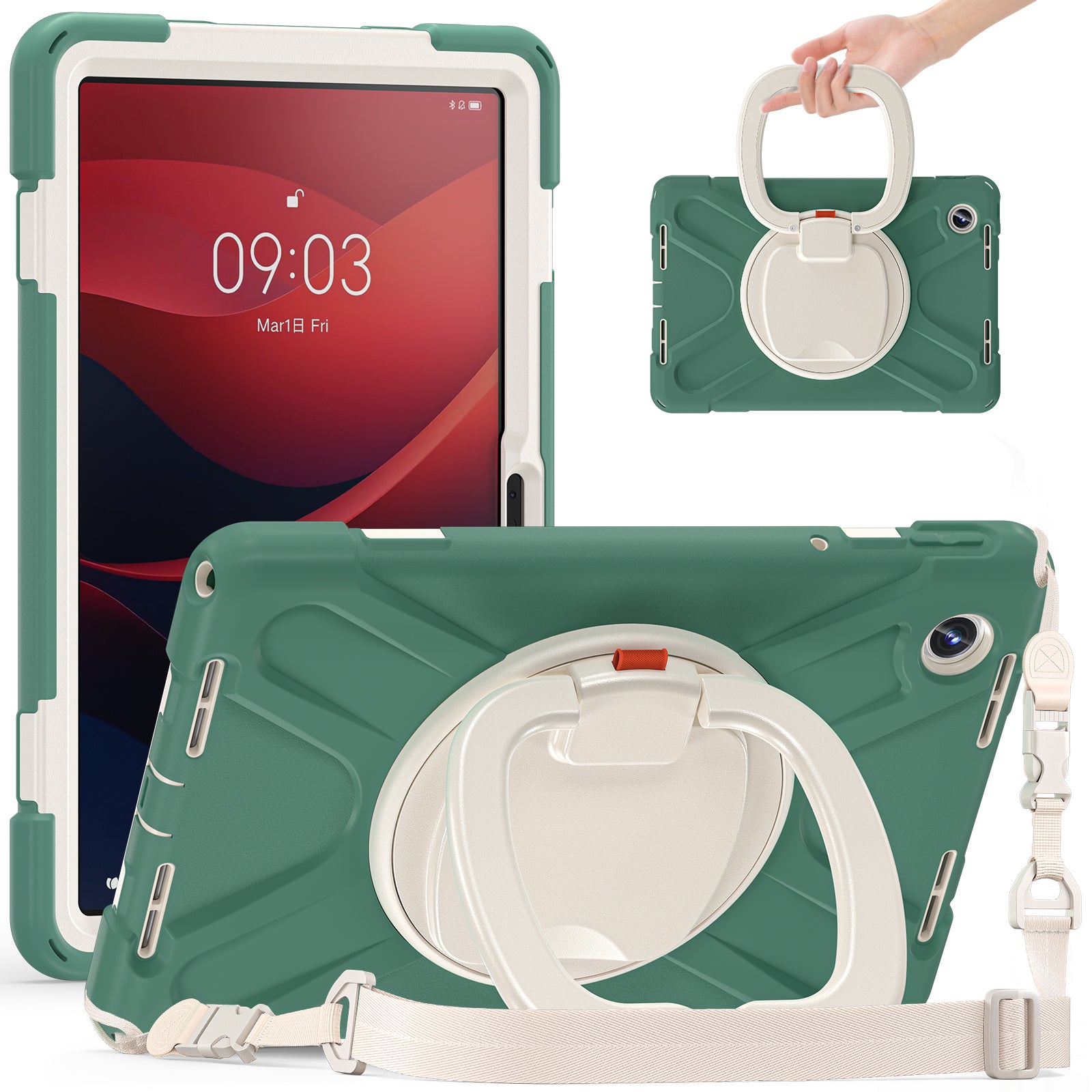For Lenovo Tab M11 / Xiaoxin Pad 11 2024 TB-330FU 331FC Kickstand Case Tablet Cover with Shoulder Strap
