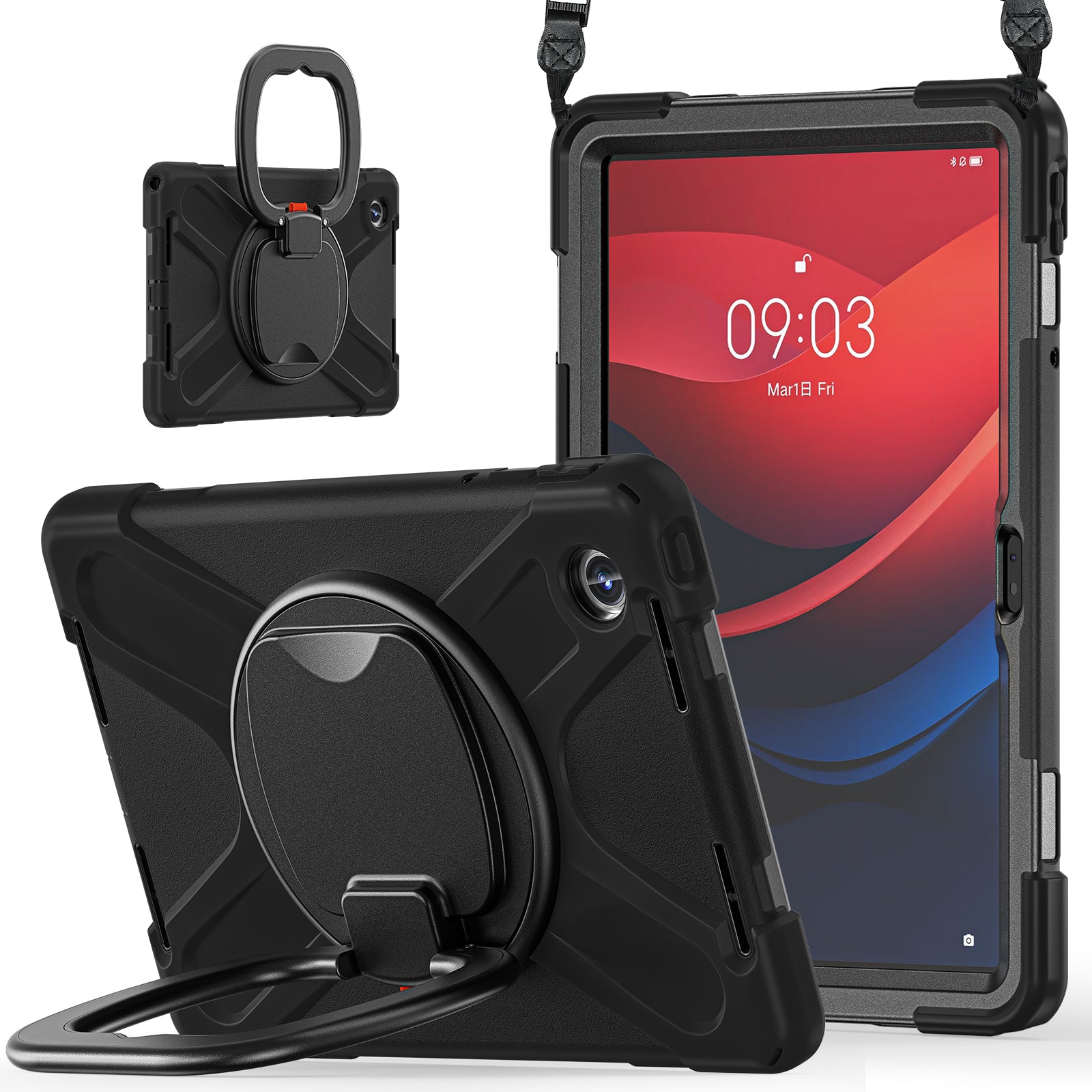 For Lenovo Tab M11 / Xiaoxin Pad 11 2024 TB-330FU 331FC Kickstand Case Tablet Cover with Shoulder Strap
