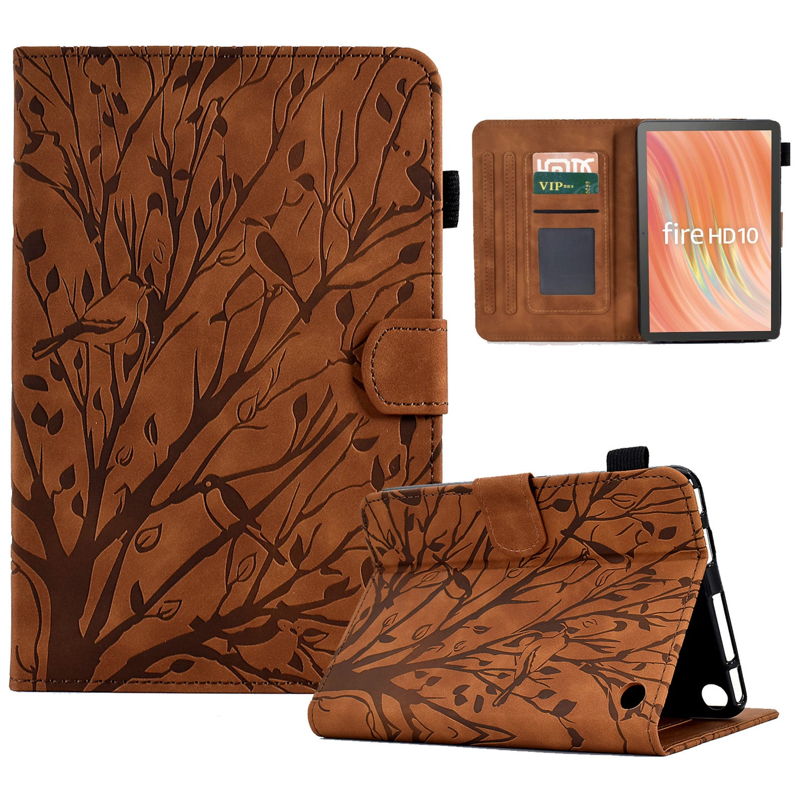 A8 For Amazon Fire HD 10 (2023) Stand Case Leather Tablet Cover with Card Slots
