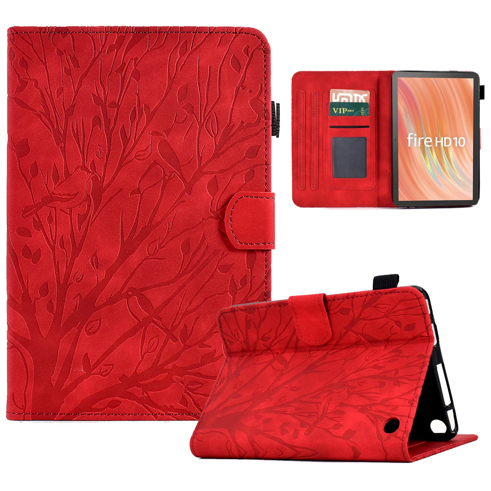 A8 For Amazon Fire HD 10 (2023) Stand Case Leather Tablet Cover with Card Slots