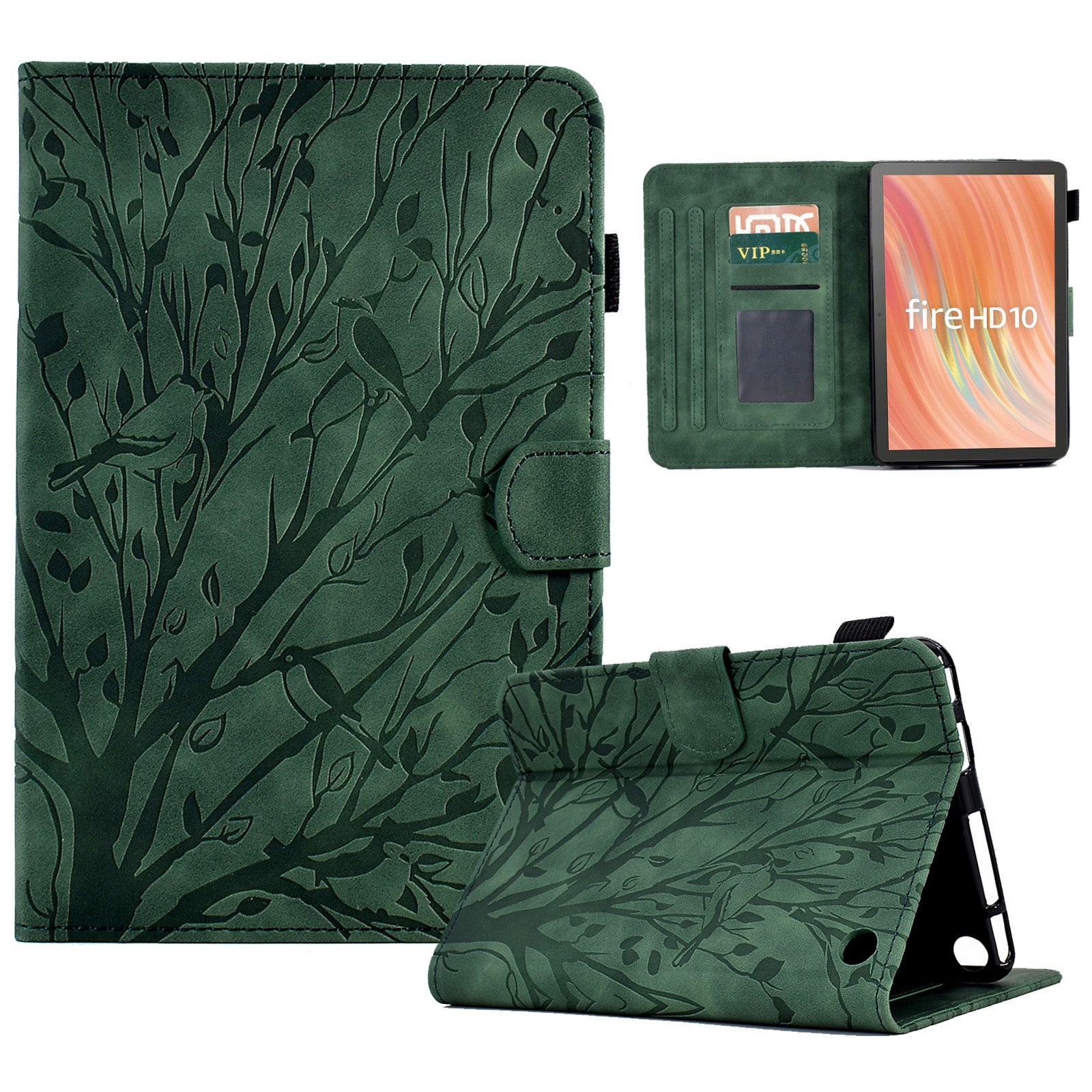 A8 For Amazon Fire HD 10 (2023) Stand Case Leather Tablet Cover with Card Slots