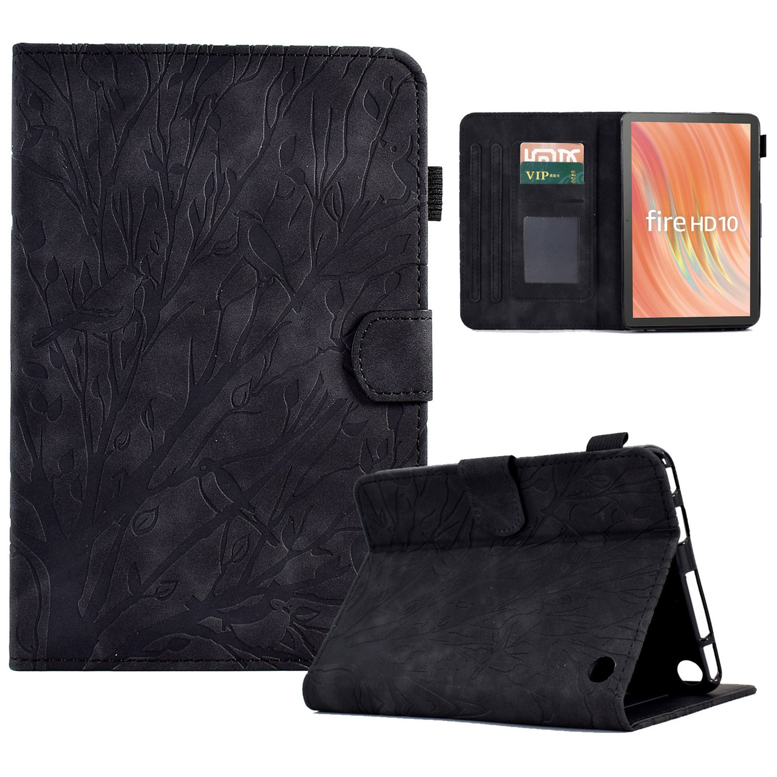 A8 For Amazon Fire HD 10 (2023) Stand Case Leather Tablet Cover with Card Slots