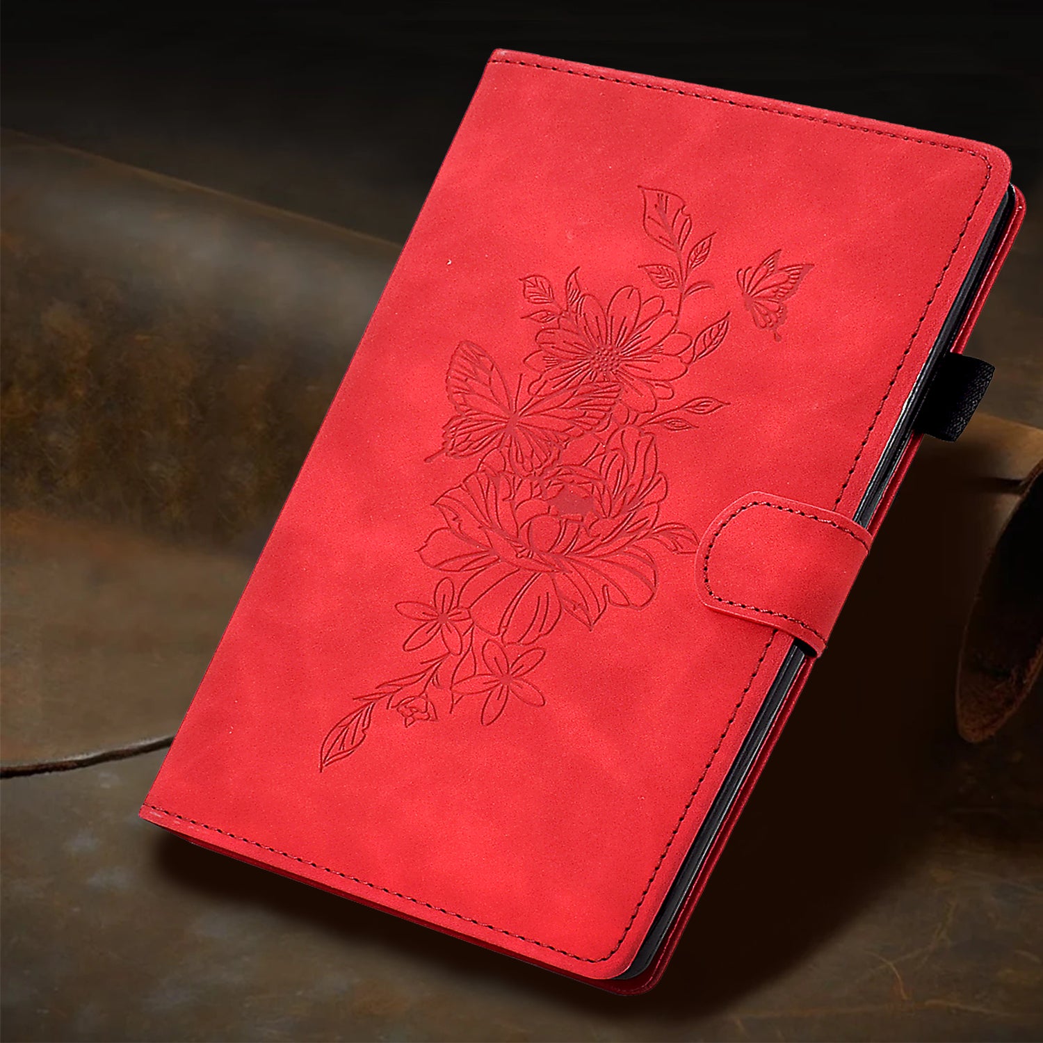 A7 For Amazon Fire HD 10 (2023) Tablet Case Flower Butterfly Imprinted Leather Cover with Card Slots