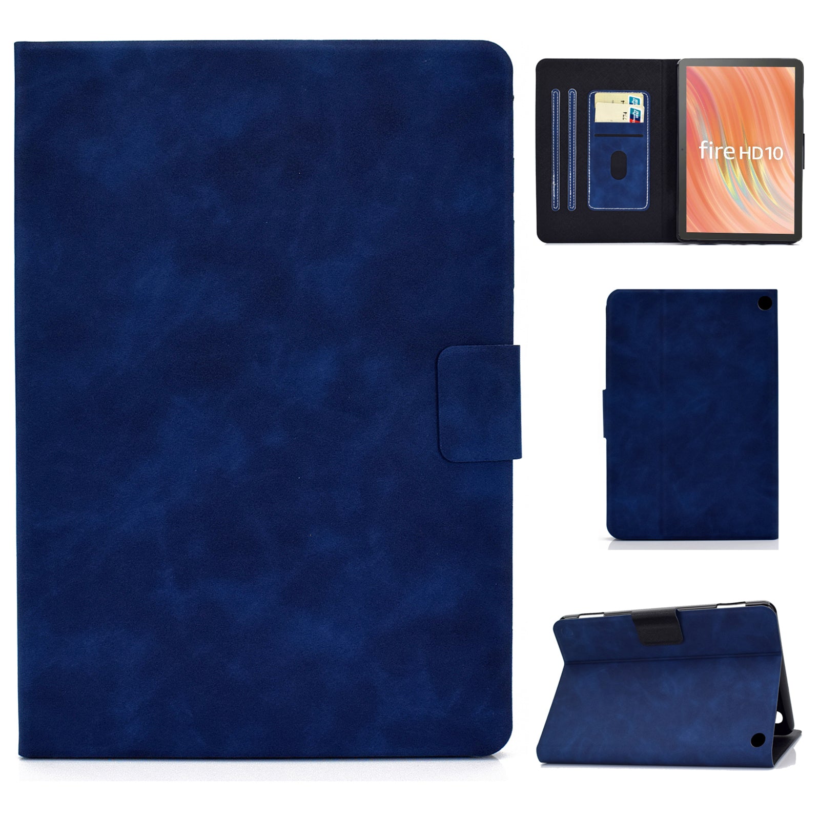 A5 For Amazon Fire HD 10 (2023) Case Cowhide Texture PU Leather Tablet Cover with Card Slot