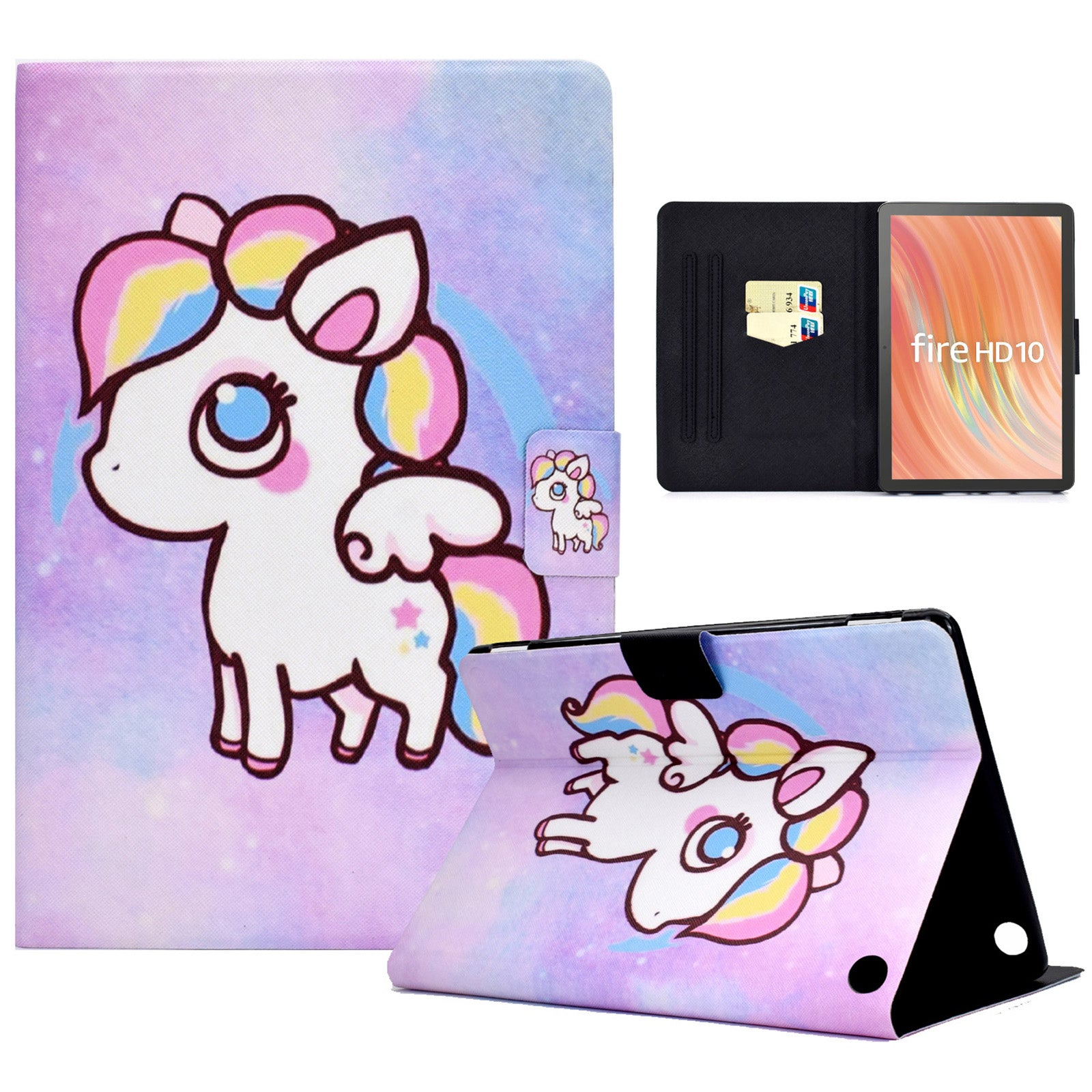 A2 For Amazon Fire HD 10 (2023) Case Pattern Printed PU Leather Tablet Cover with Card Slots