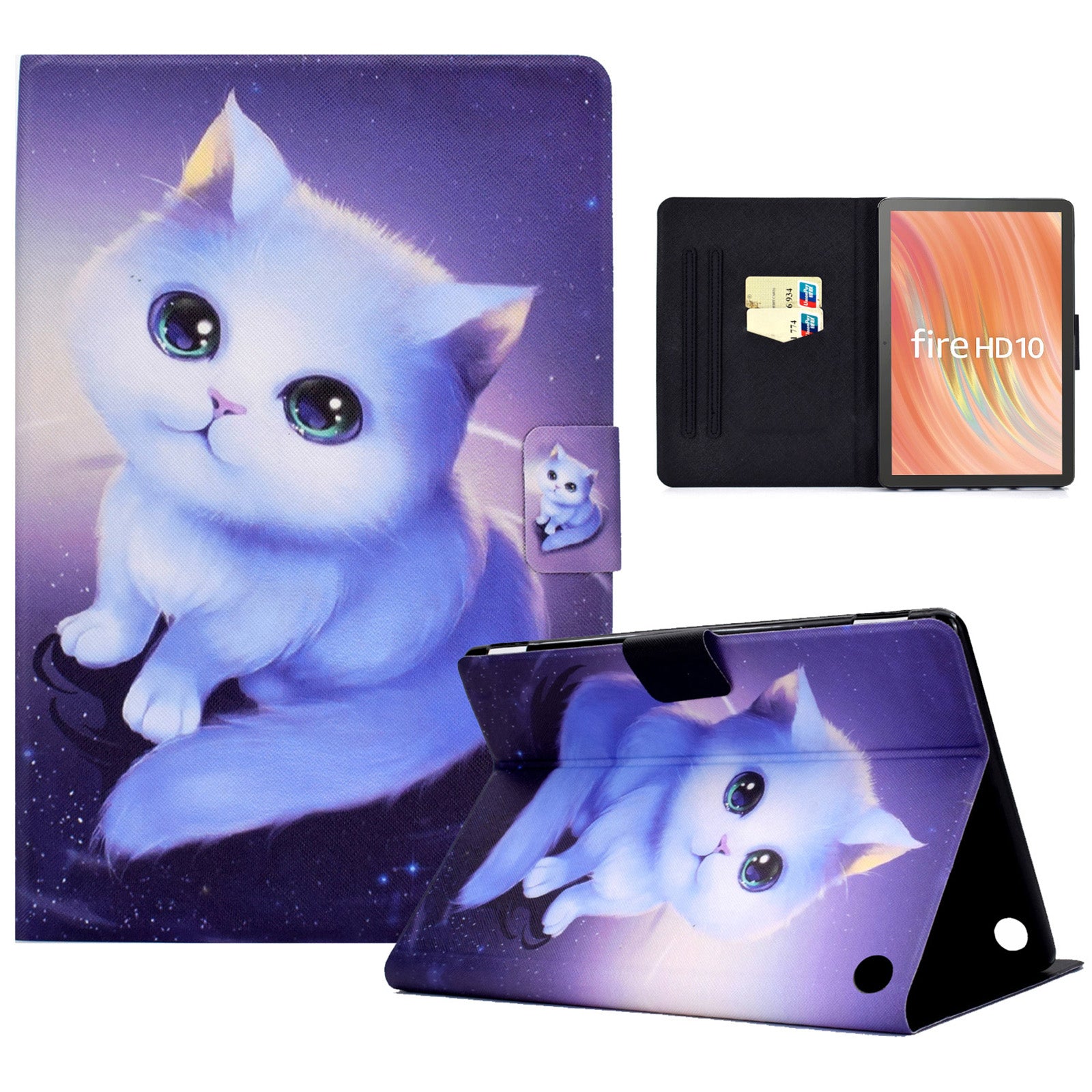 A2 For Amazon Fire HD 10 (2023) Case Pattern Printed PU Leather Tablet Cover with Card Slots