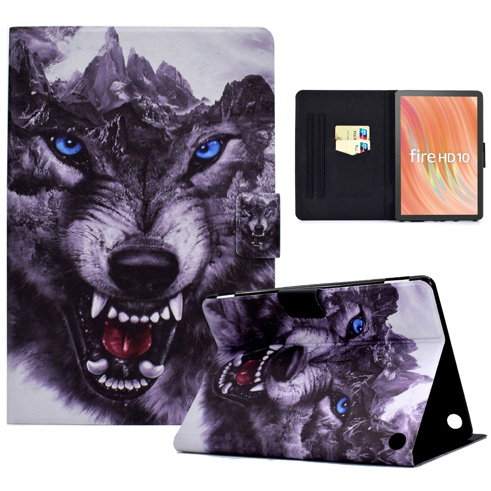 A2 For Amazon Fire HD 10 (2023) Case Pattern Printed PU Leather Tablet Cover with Card Slots