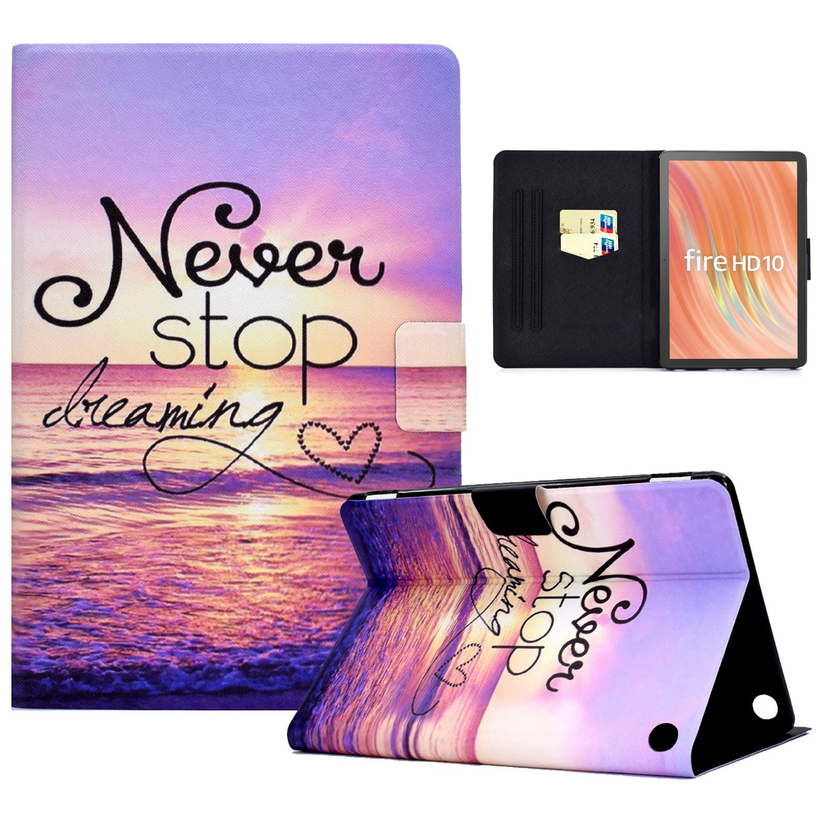 A2 For Amazon Fire HD 10 (2023) Case Pattern Printed PU Leather Tablet Cover with Card Slots