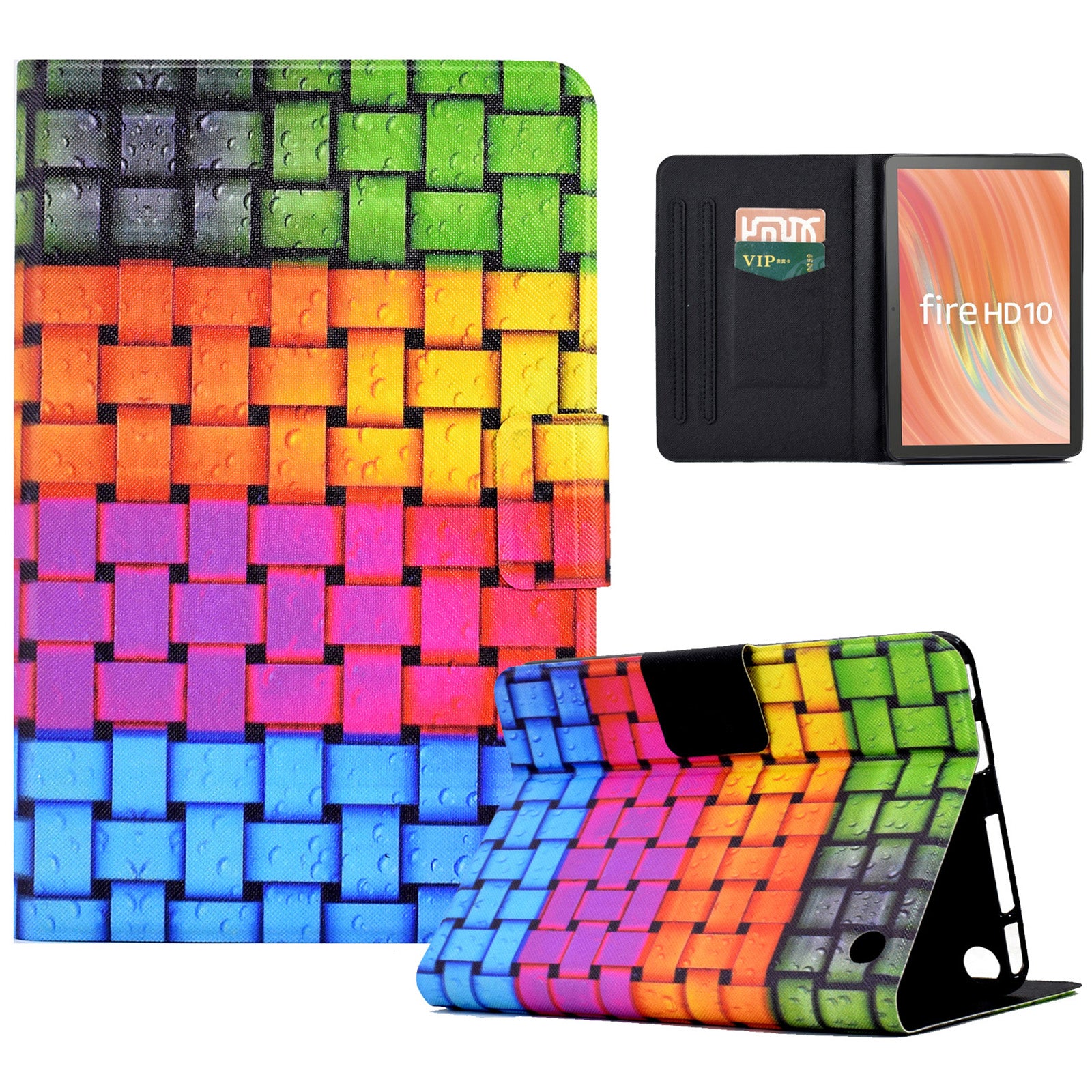 A2 For Amazon Fire HD 10 (2023) Case Pattern Printed PU Leather Tablet Cover with Card Slots