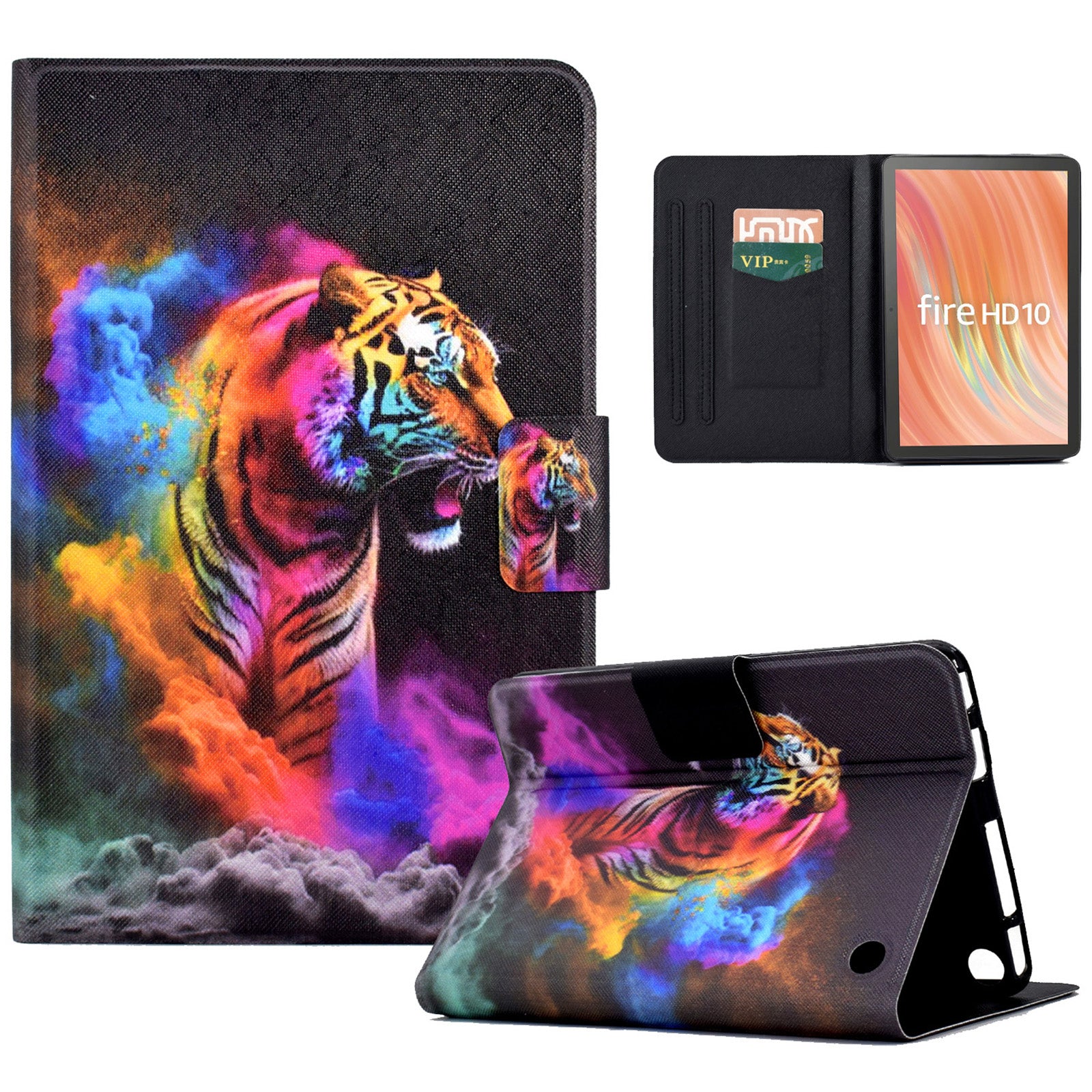 A2 For Amazon Fire HD 10 (2023) Case Pattern Printed PU Leather Tablet Cover with Card Slots