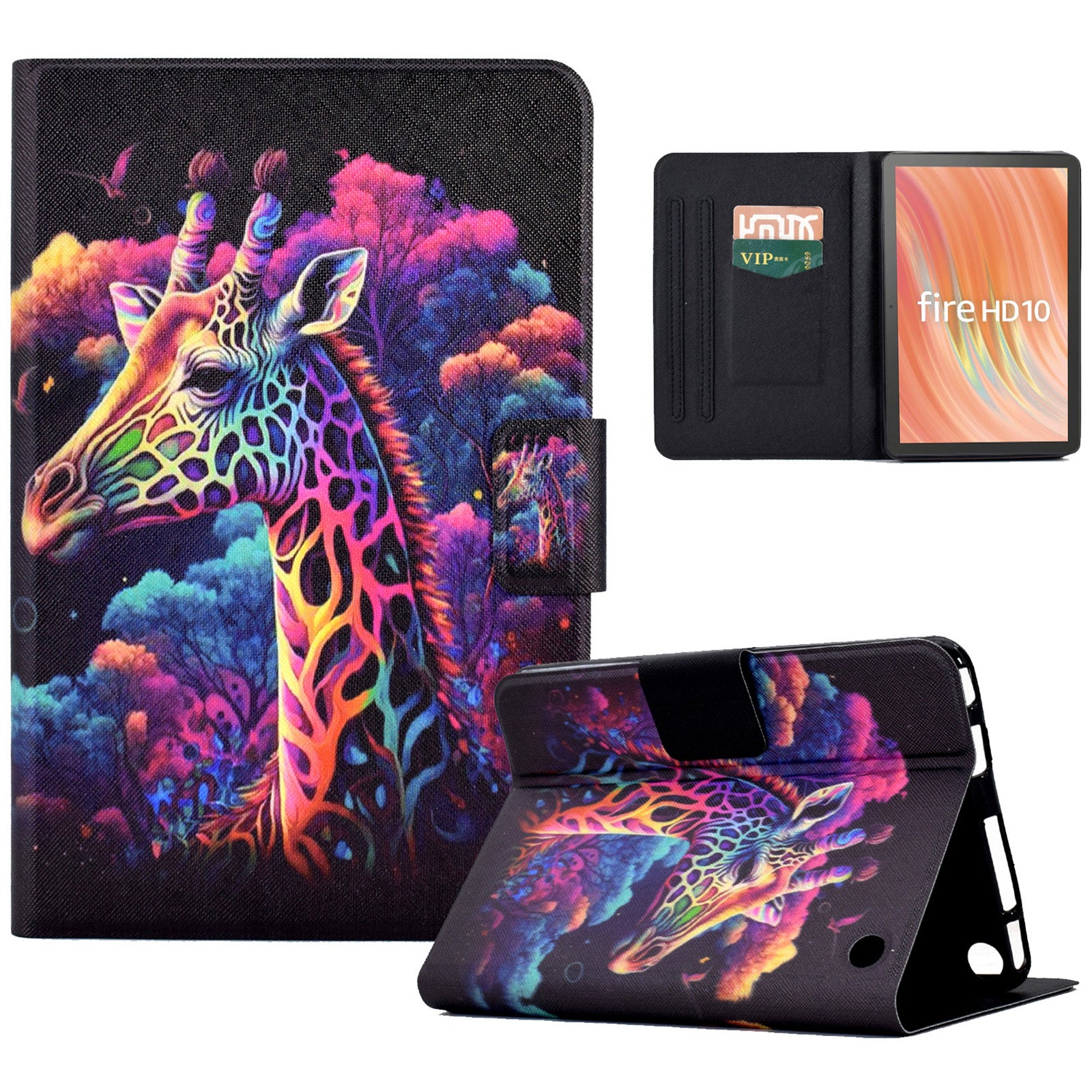A2 For Amazon Fire HD 10 (2023) Case Pattern Printed PU Leather Tablet Cover with Card Slots
