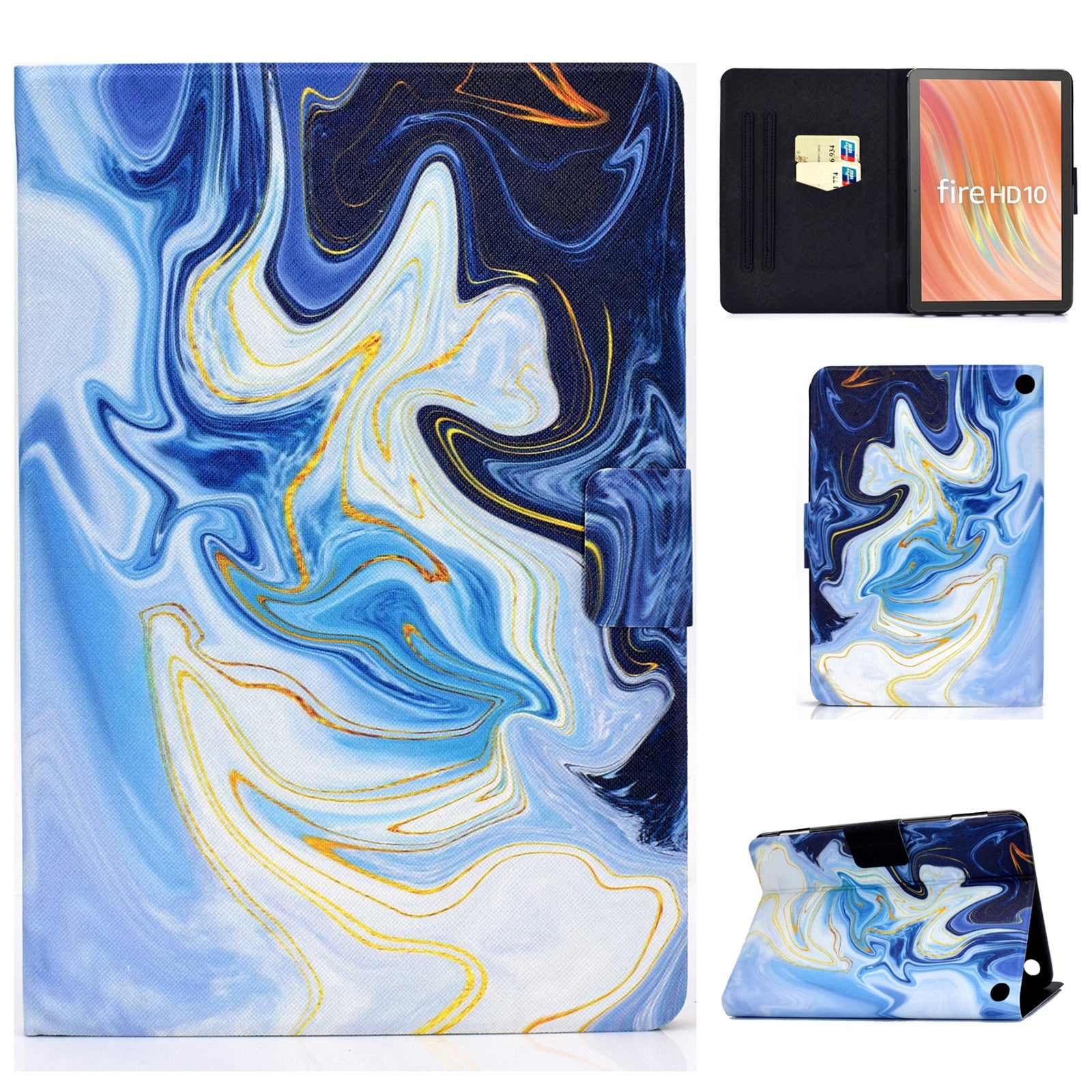 A2 For Amazon Fire HD 10 (2023) Case Pattern Printed Card Holder Tablet Cover