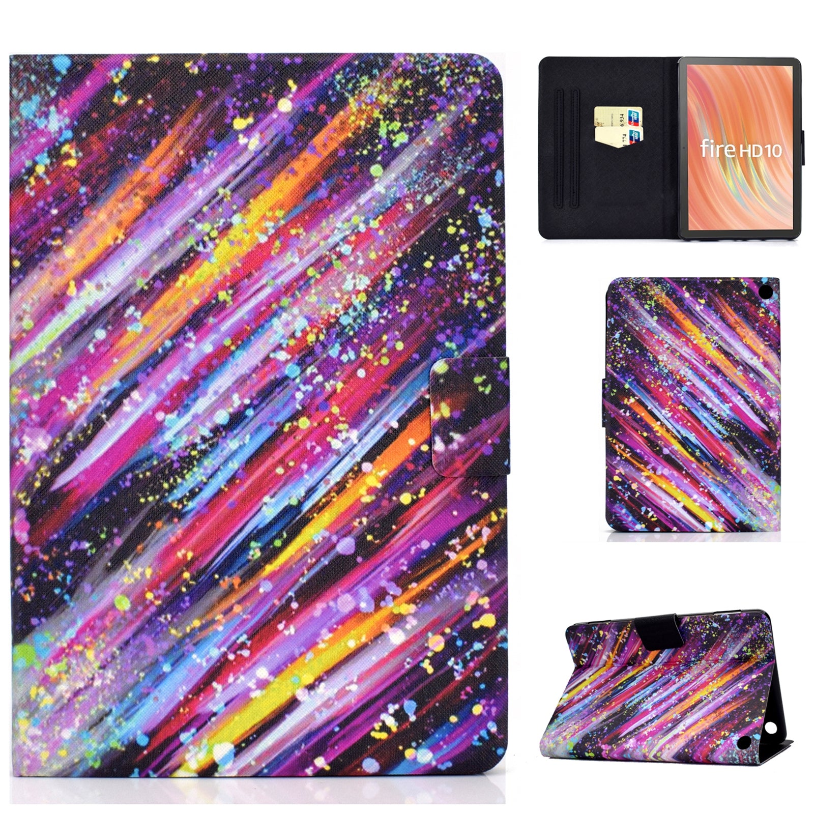 A2 For Amazon Fire HD 10 (2023) Case Pattern Printed Card Holder Tablet Cover