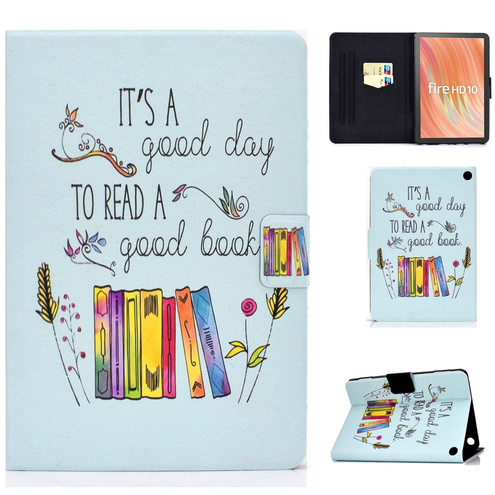 A2 For Amazon Fire HD 10 (2023) Case Pattern Printed Card Holder Tablet Cover