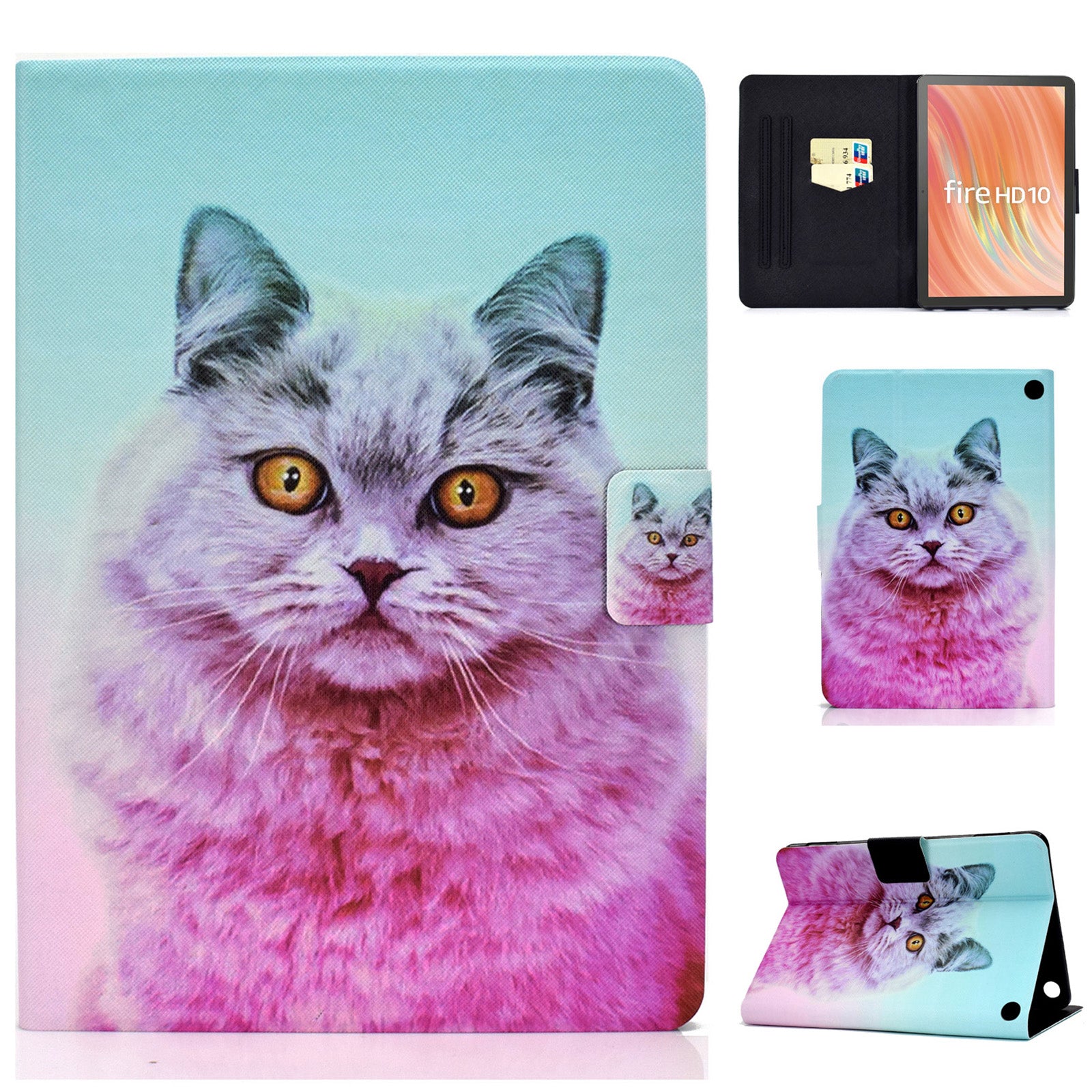 A2 For Amazon Fire HD 10 (2023) Case Pattern Printed Card Holder Tablet Cover
