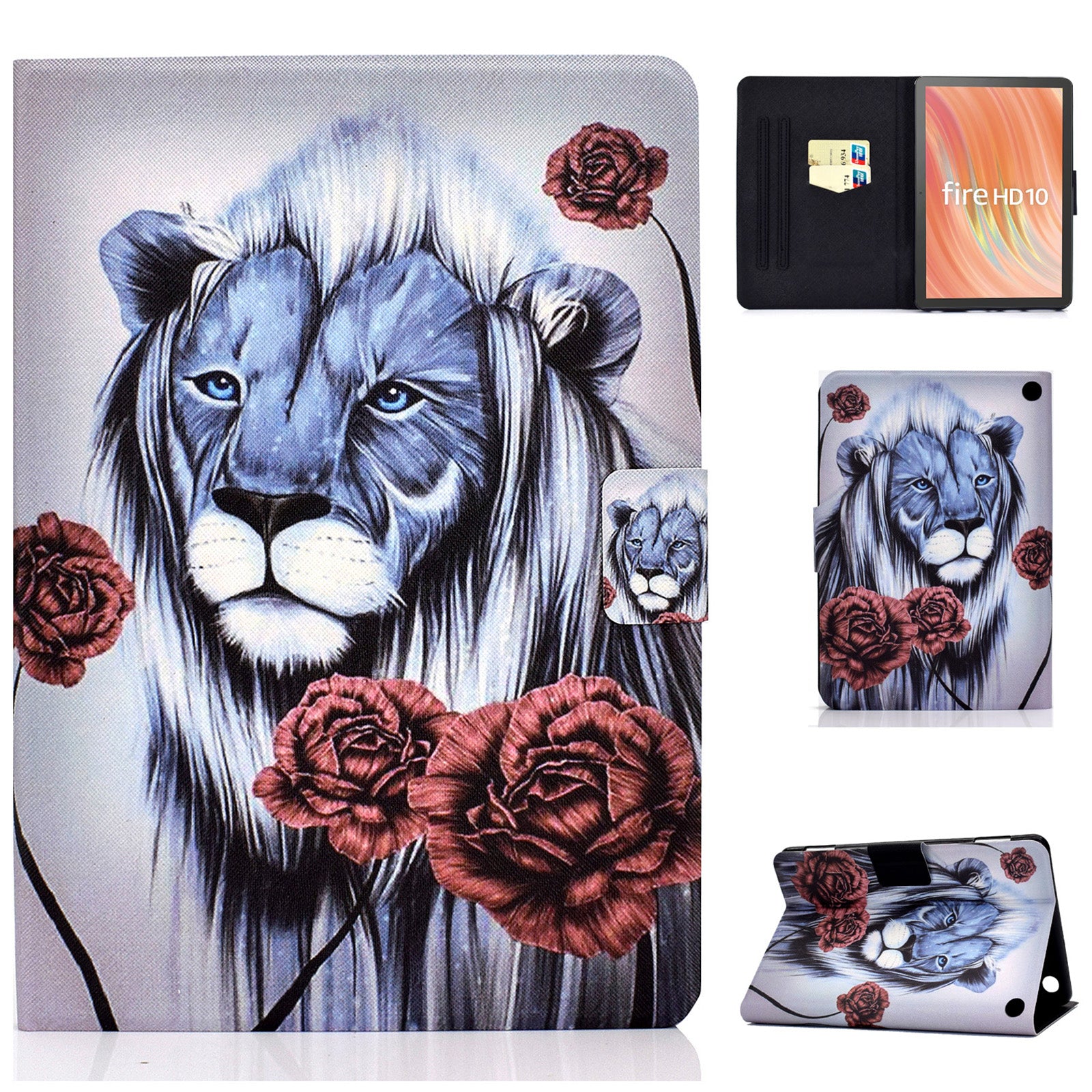 A2 For Amazon Fire HD 10 (2023) Case Pattern Printed Card Holder Tablet Cover