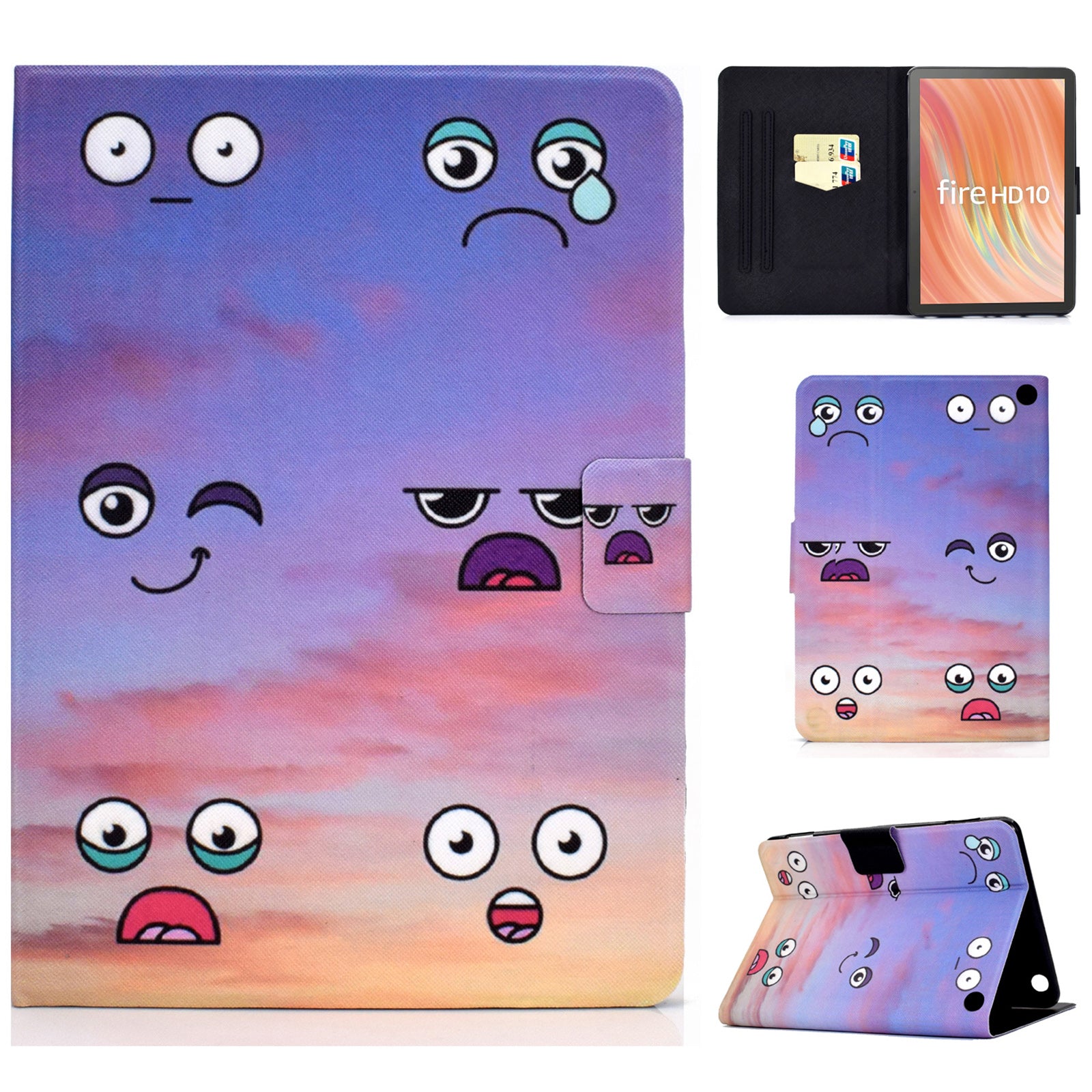 A2 For Amazon Fire HD 10 (2023) Case Pattern Printed Card Holder Tablet Cover