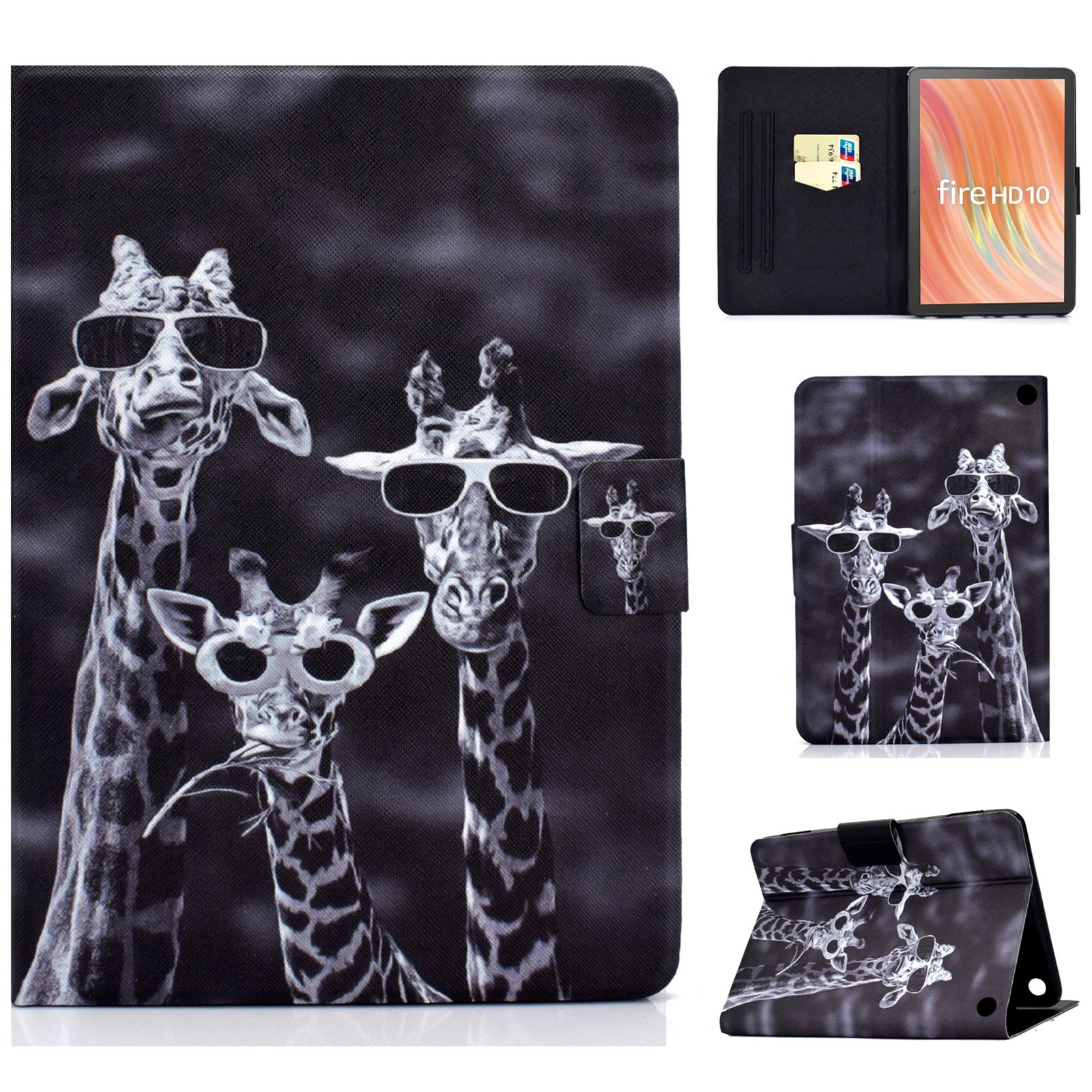 A2 For Amazon Fire HD 10 (2023) Case Pattern Printed Card Holder Tablet Cover