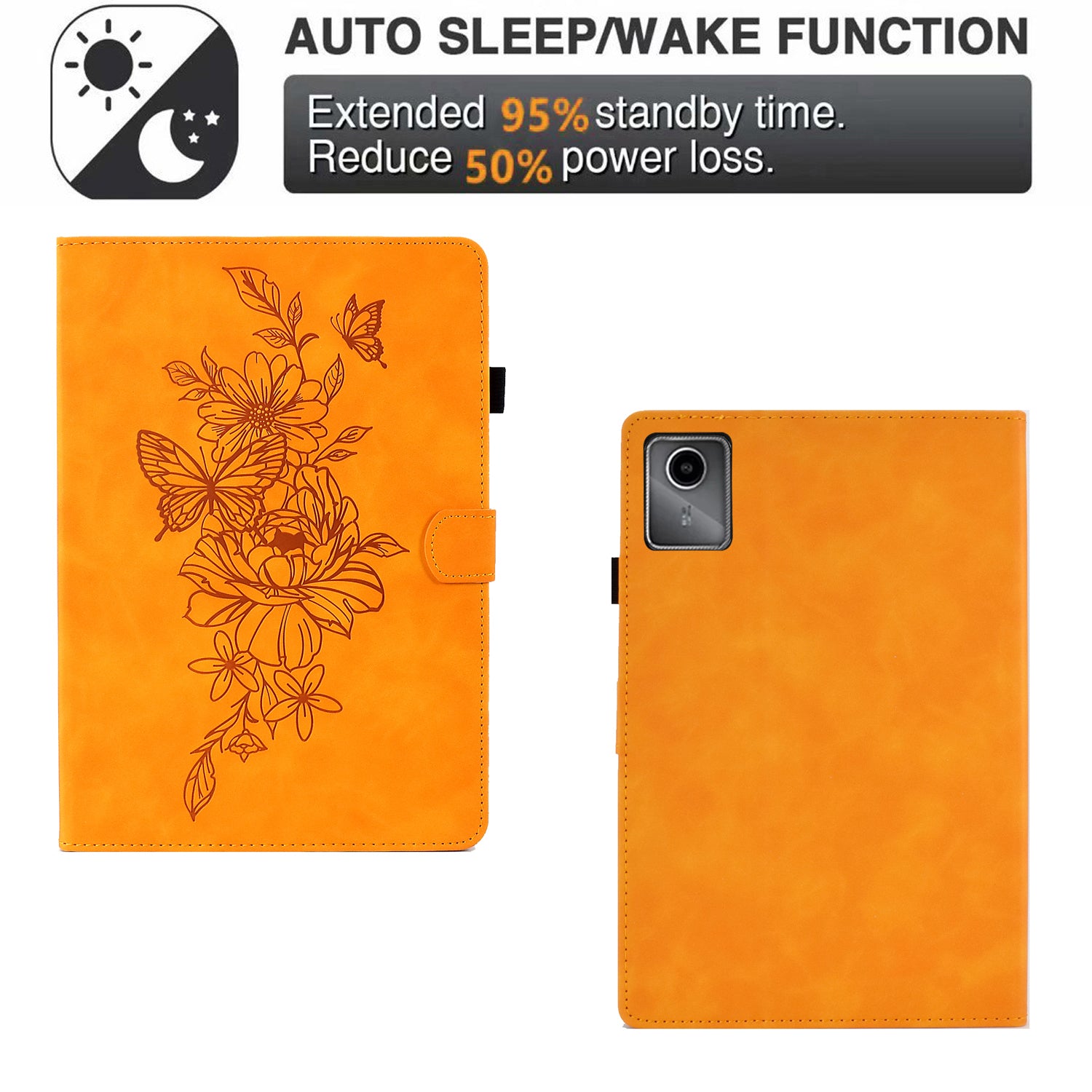 A6 For Lenovo Tab M11 / Xiaoxin Pad 11 2024 Tablet Case Flower Butterfly Imprinted Auto Wake / Seep Cover