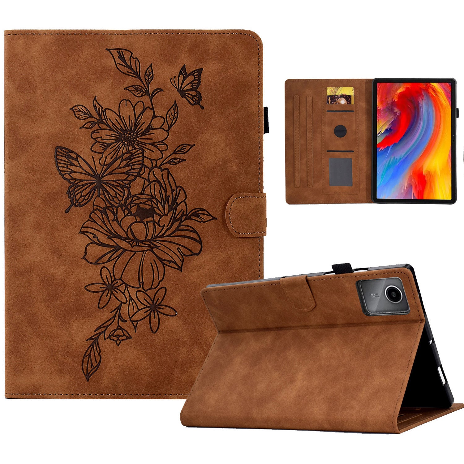 A6 For Lenovo Tab M11 / Xiaoxin Pad 11 2024 Tablet Case Flower Butterfly Imprinted Auto Wake / Seep Cover