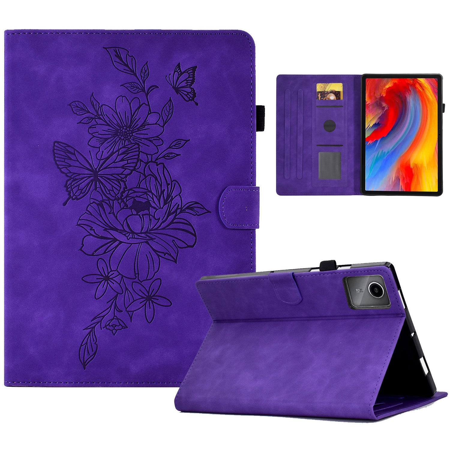 A6 For Lenovo Tab M11 / Xiaoxin Pad 11 2024 Tablet Case Flower Butterfly Imprinted Auto Wake / Seep Cover