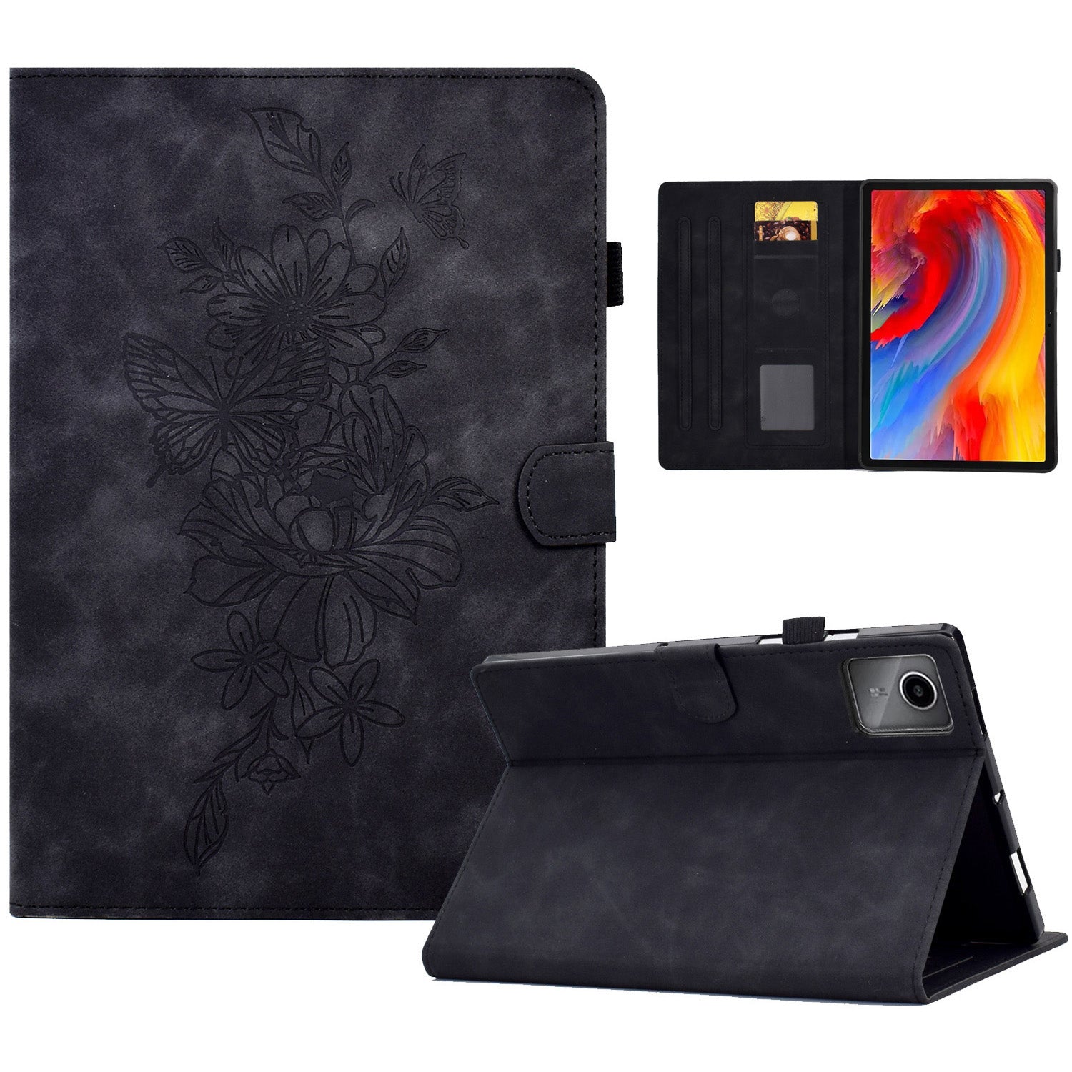 A6 For Lenovo Tab M11 / Xiaoxin Pad 11 2024 Tablet Case Flower Butterfly Imprinted Auto Wake / Seep Cover