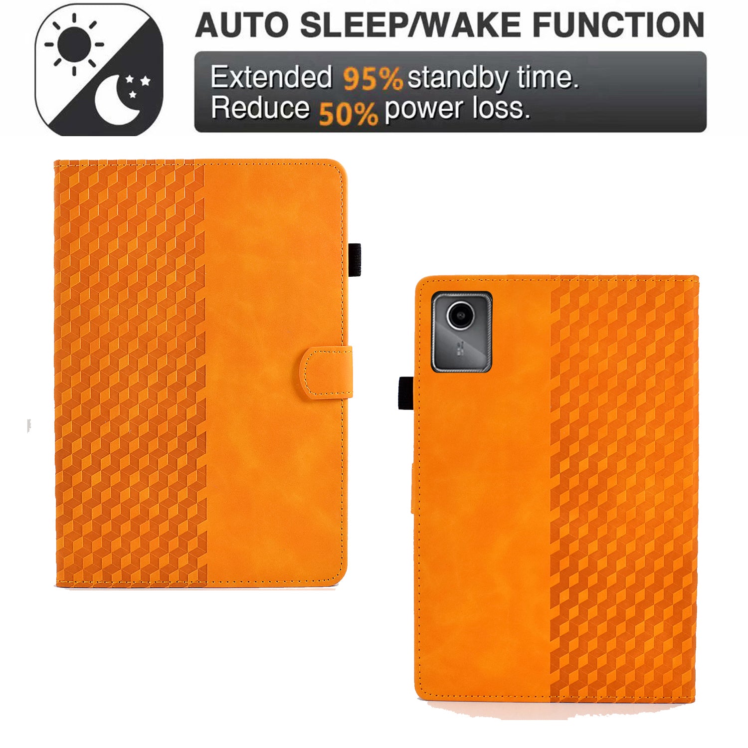 A5 For Lenovo Tab M11 / Xiaoxin Pad 11 2024 Case Block Pattern Imprinted Auto Wake / Sleep Tablet Cover