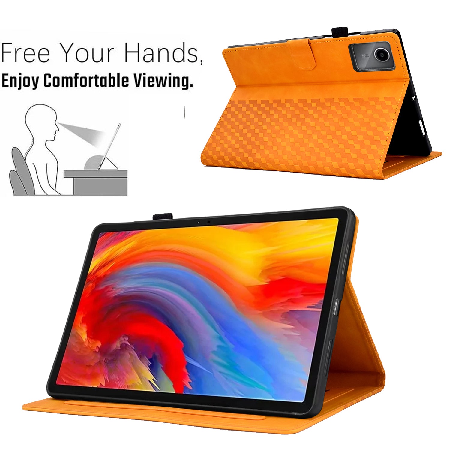 A5 For Lenovo Tab M11 / Xiaoxin Pad 11 2024 Case Block Pattern Imprinted Auto Wake / Sleep Tablet Cover