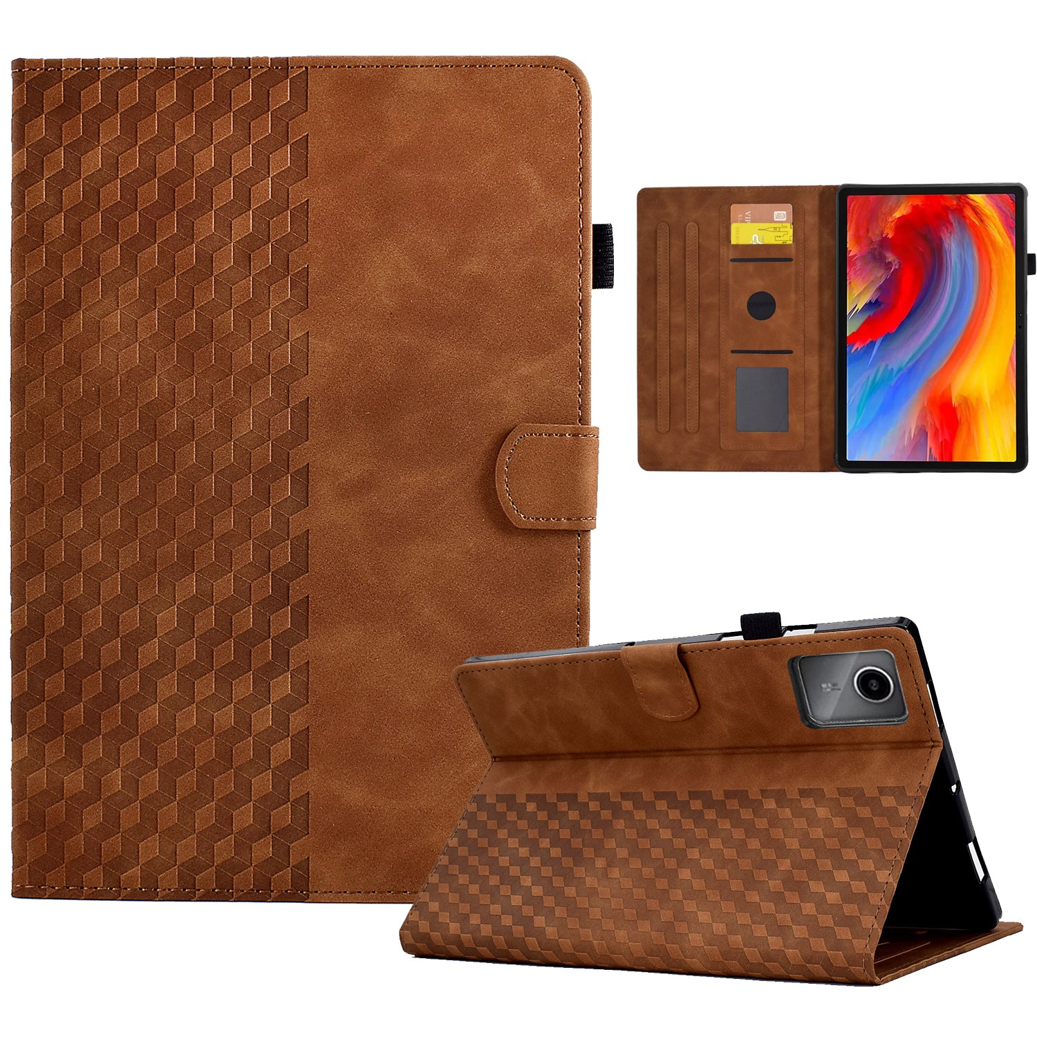 A5 For Lenovo Tab M11 / Xiaoxin Pad 11 2024 Case Block Pattern Imprinted Auto Wake / Sleep Tablet Cover