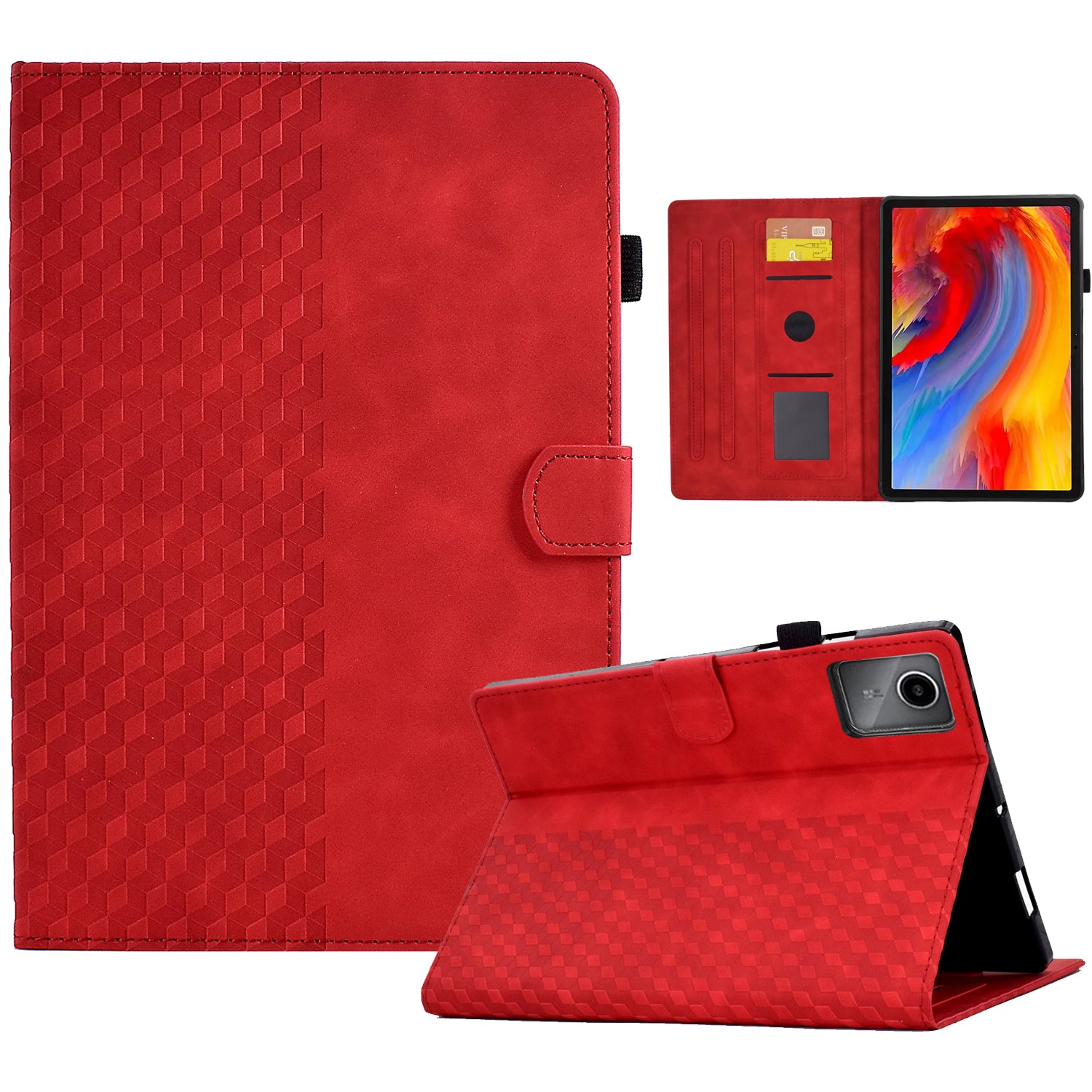 A5 For Lenovo Tab M11 / Xiaoxin Pad 11 2024 Case Block Pattern Imprinted Auto Wake / Sleep Tablet Cover