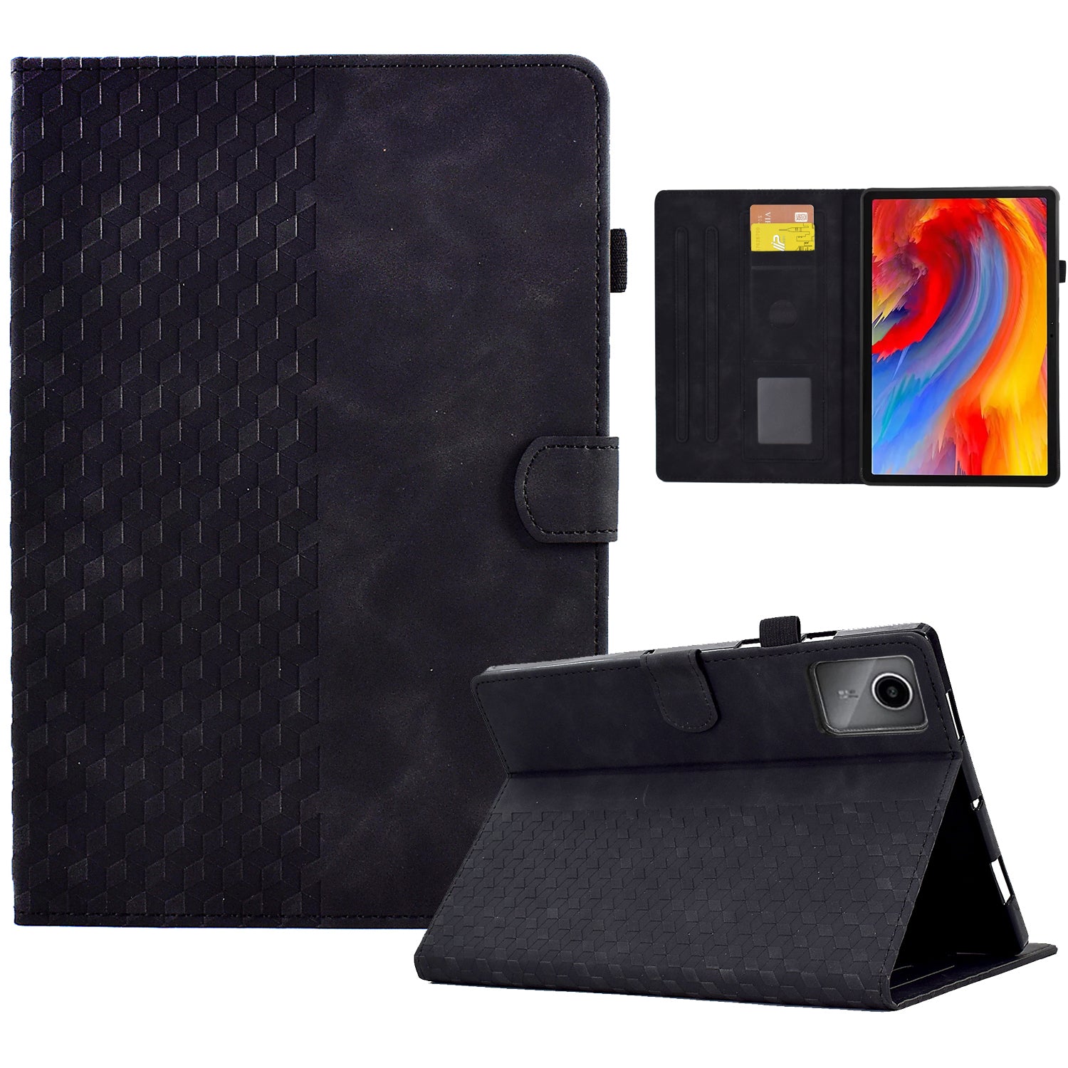 A5 For Lenovo Tab M11 / Xiaoxin Pad 11 2024 Case Block Pattern Imprinted Auto Wake / Sleep Tablet Cover