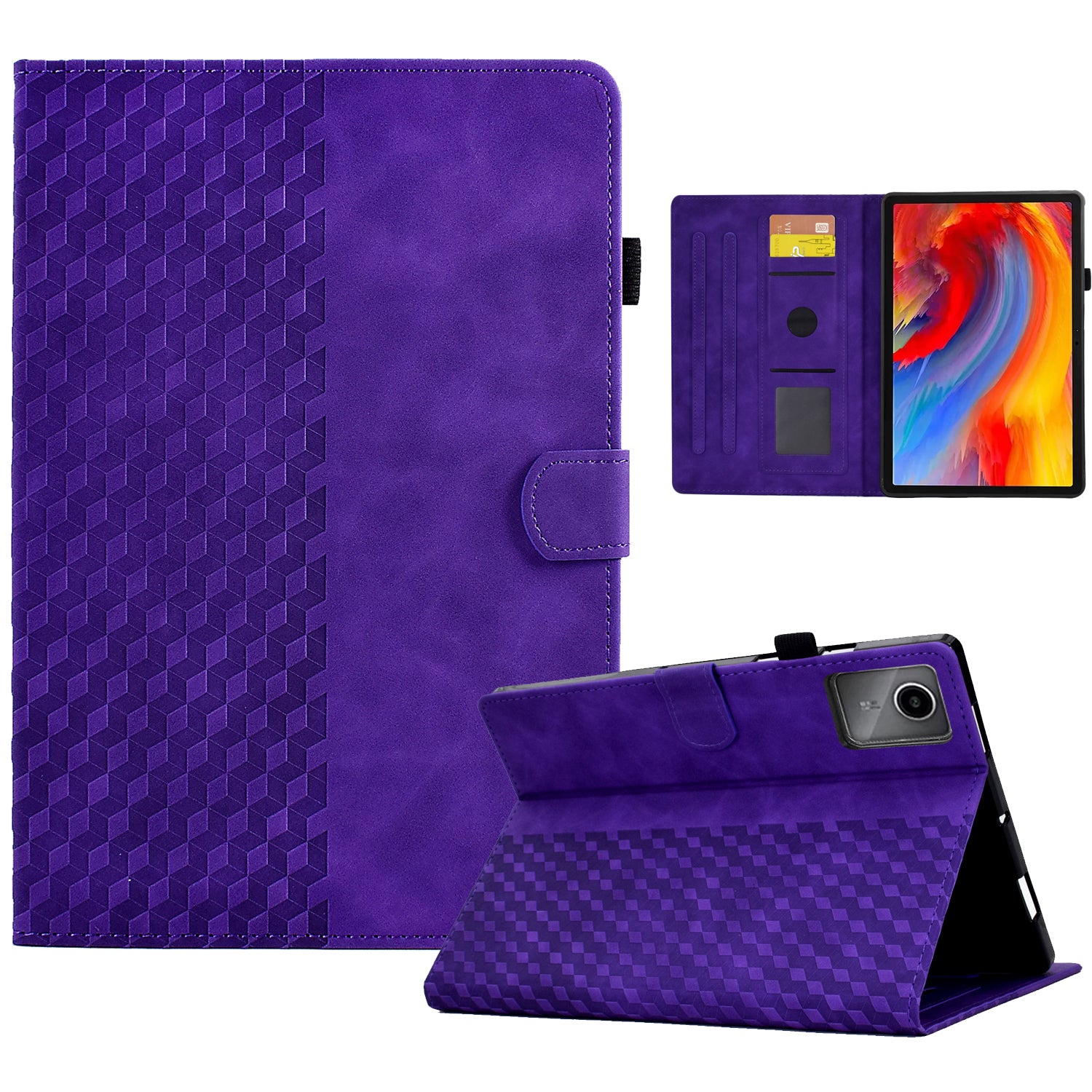 A5 For Lenovo Tab M11 / Xiaoxin Pad 11 2024 Case Block Pattern Imprinted Auto Wake / Sleep Tablet Cover