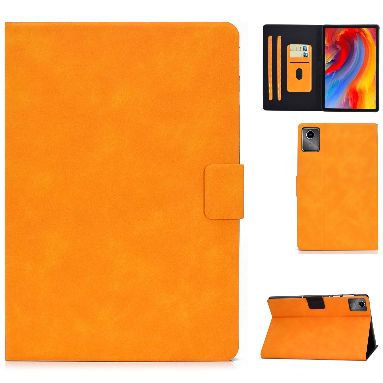 A4 For Lenovo Tab M11 / Xiaoxin Pad 11 2024 Case Card Holder Cowhide Texture Leather Tablet Cover