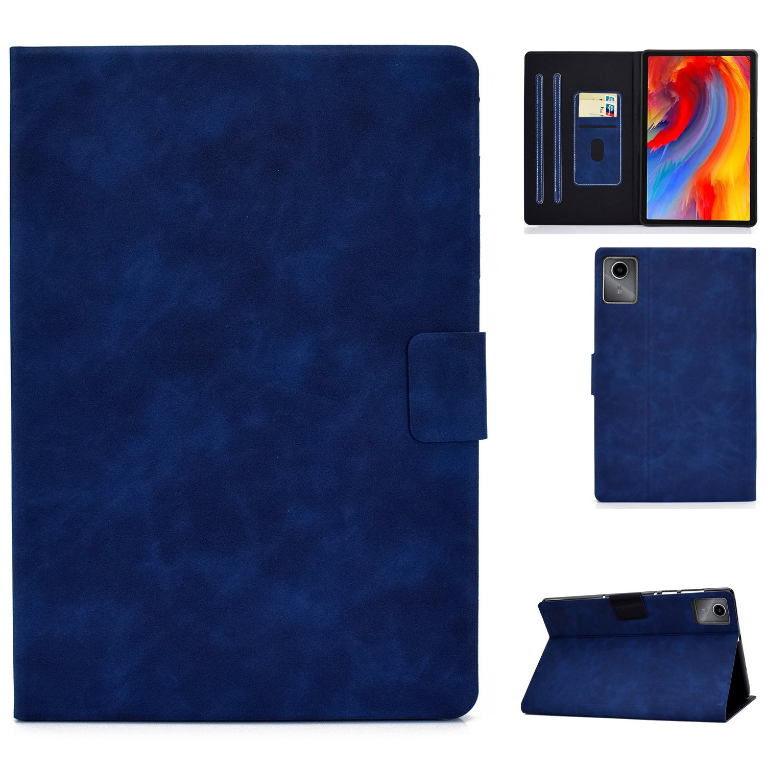 A4 For Lenovo Tab M11 / Xiaoxin Pad 11 2024 Case Card Holder Cowhide Texture Leather Tablet Cover