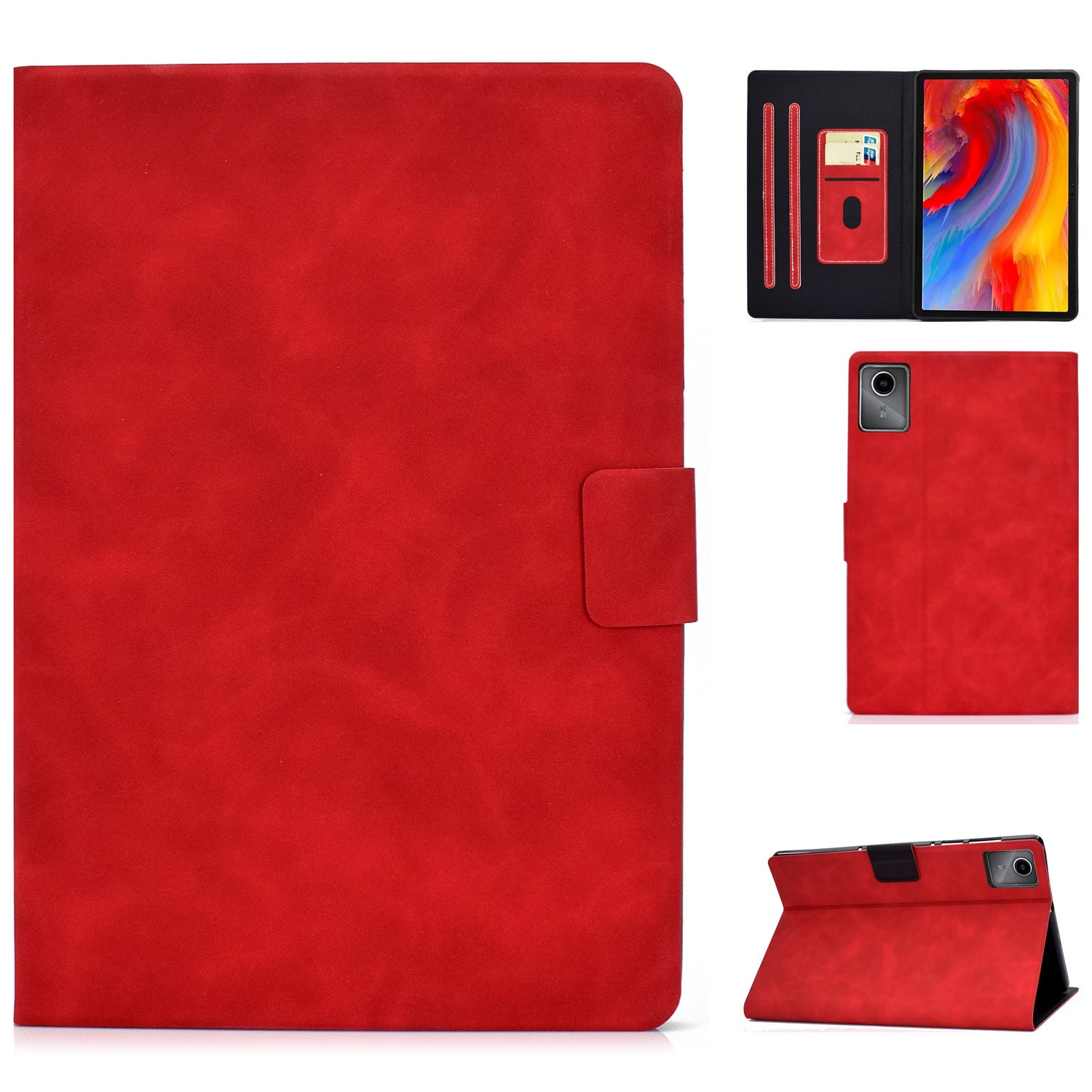 A4 For Lenovo Tab M11 / Xiaoxin Pad 11 2024 Case Card Holder Cowhide Texture Leather Tablet Cover