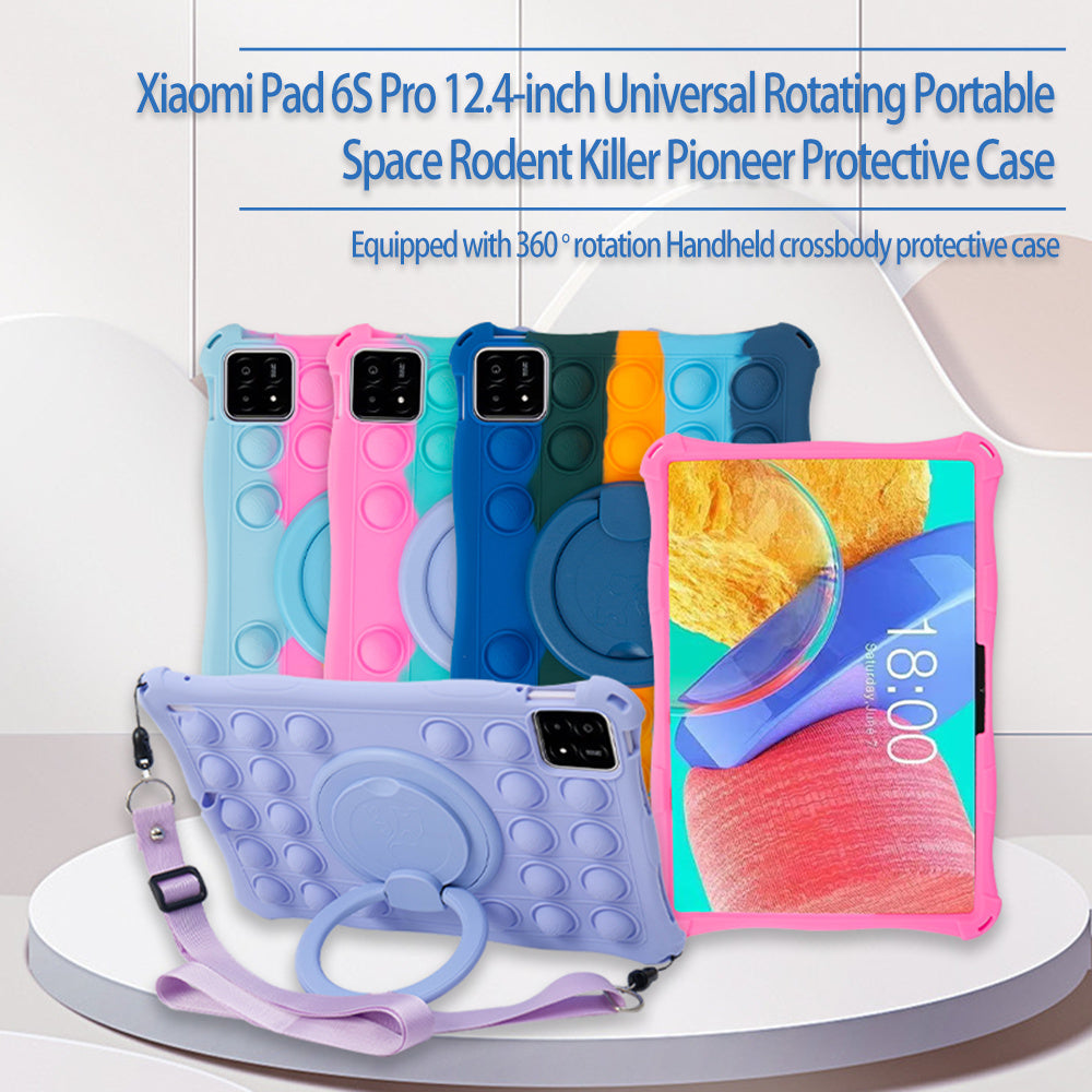 For Xiaomi Pad 6S Pro Case Push Bubble Tablet Cover with Kickstand and Shoulder Strap