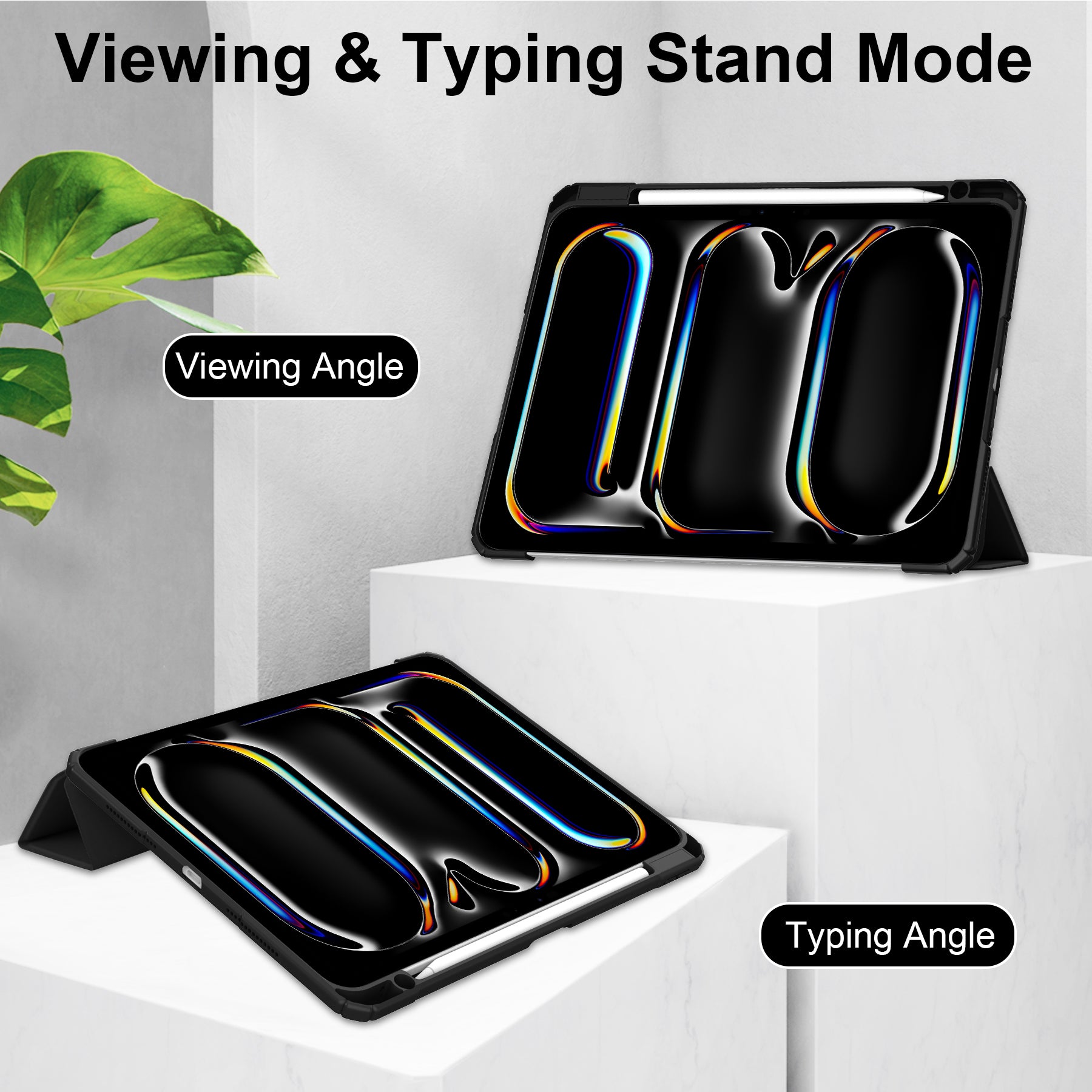 For iPad Pro 11 (2024) Case PU Leather+TPU+Acrylic Clear Tablet Cover with Pen Slot