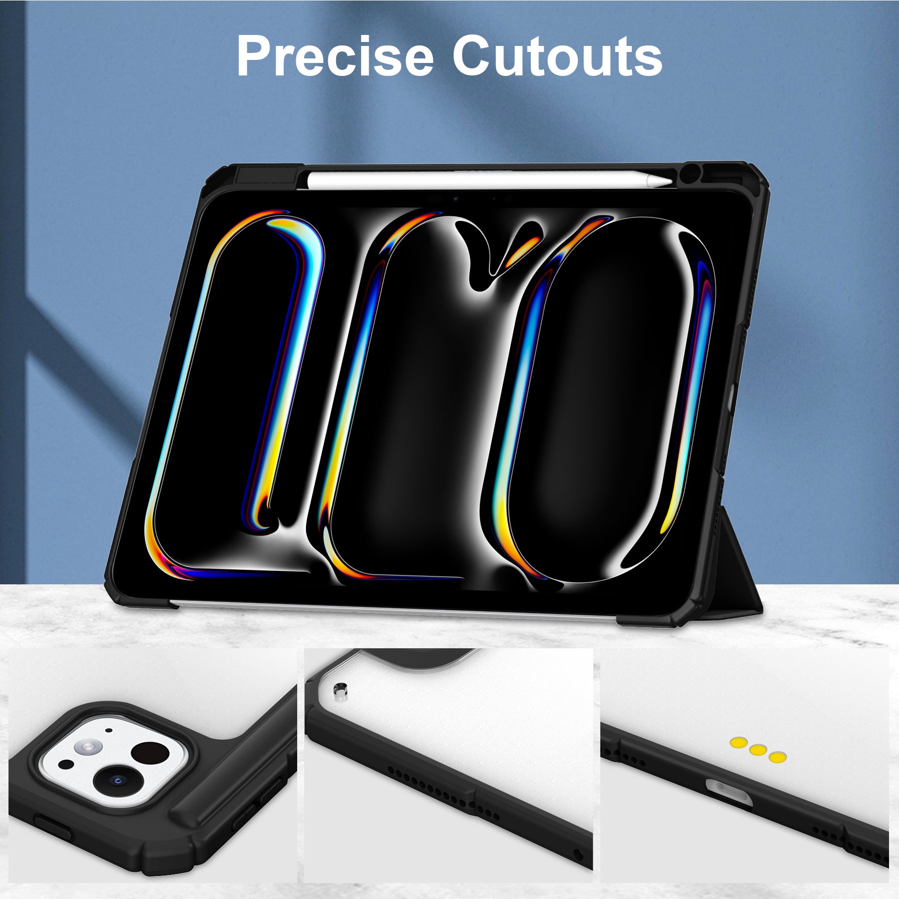 For iPad Pro 11 (2024) Case PU Leather+TPU+Acrylic Clear Tablet Cover with Pen Slot