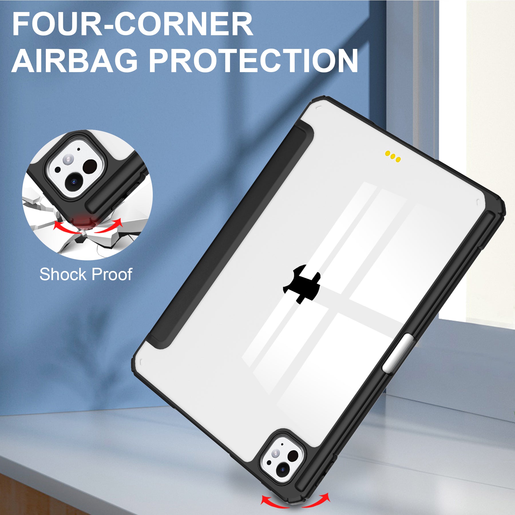 For iPad Pro 11 (2024) Case PU Leather+TPU+Acrylic Clear Tablet Cover with Pen Slot