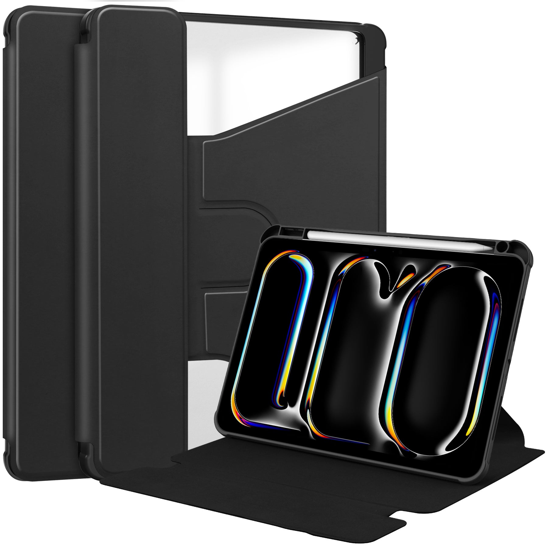 For iPad Pro 11 (2024) Case Rotary Stand Leather+Acrylic Tablet Cover (without Keyboard)
