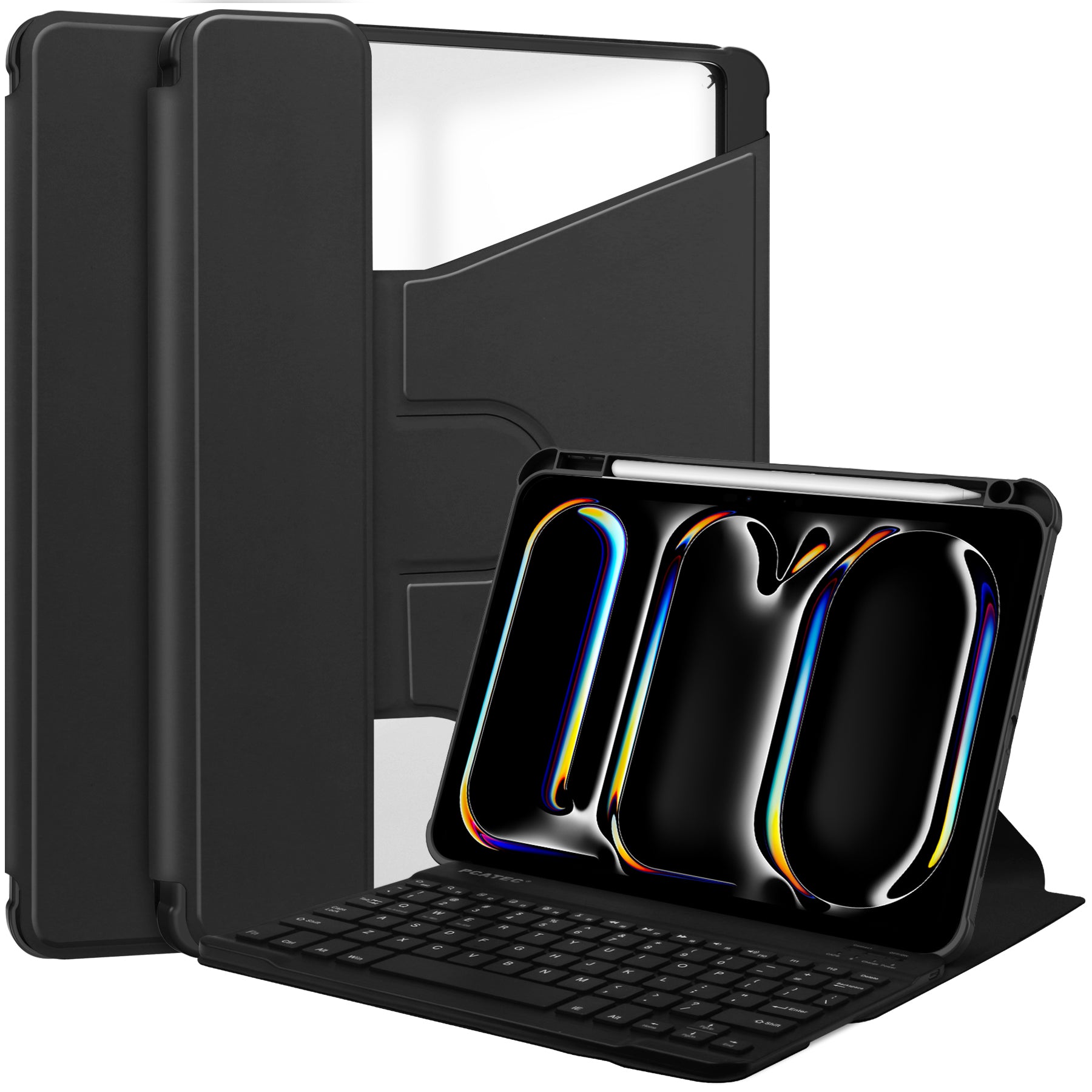For iPad Pro 11 (2024) Case Leather+Acrylic Stand Tablet Cover with Bluetooth Keyboard