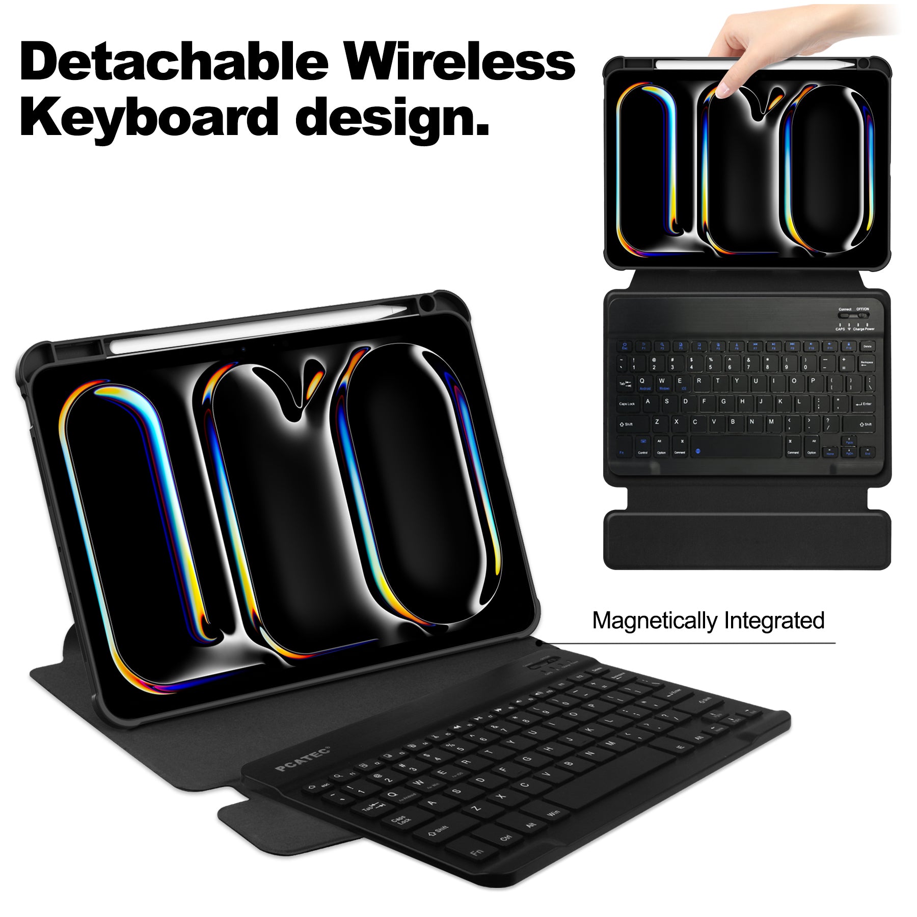 For iPad Pro 11 (2024) Case Leather+Acrylic Stand Tablet Cover with Bluetooth Keyboard